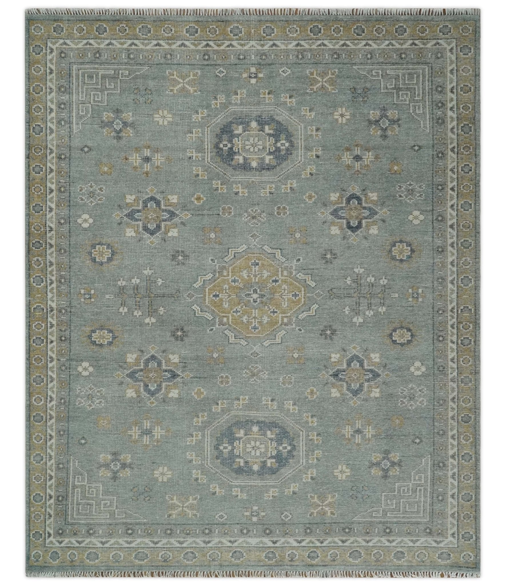 Custom Made Silver, Beige and Charcoal Traditional Hand knotted Mamluk design wool Area Rug - The Rug Decor