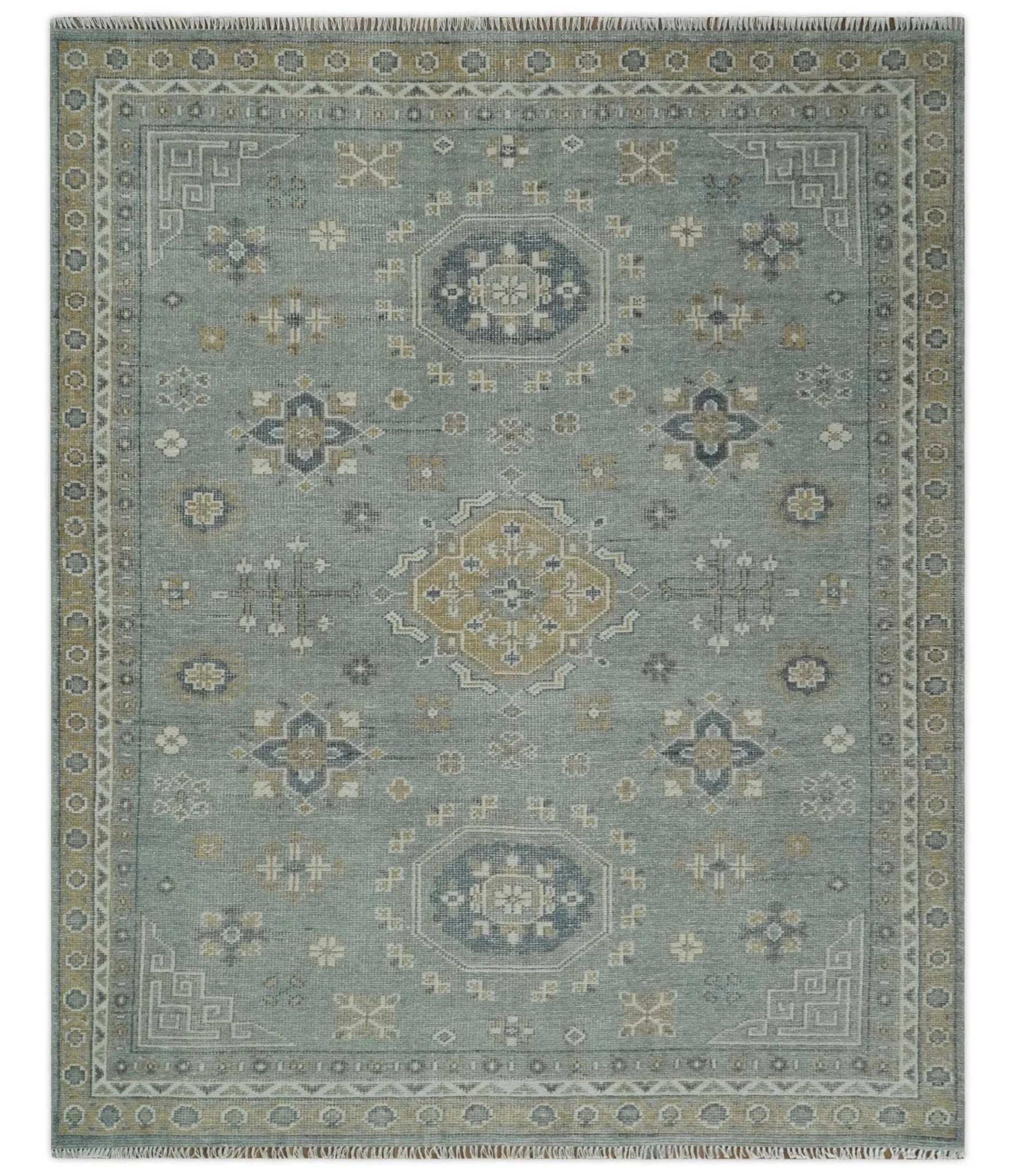Custom Made Silver, Beige and Charcoal Traditional Hand knotted Mamluk design wool Area Rug - The Rug Decor