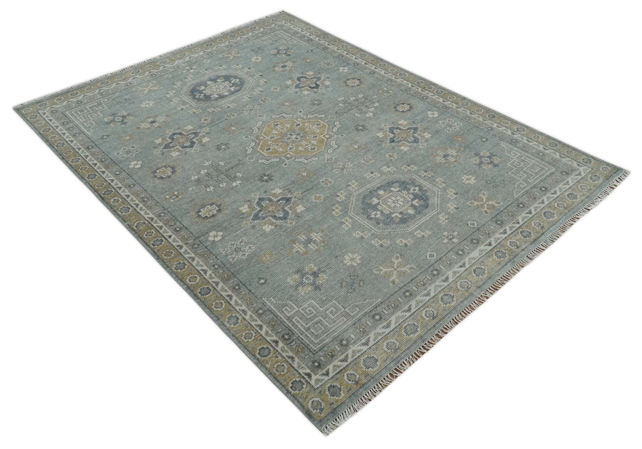 Custom Made Silver, Beige and Charcoal Traditional Hand knotted Mamluk design wool Area Rug - The Rug Decor