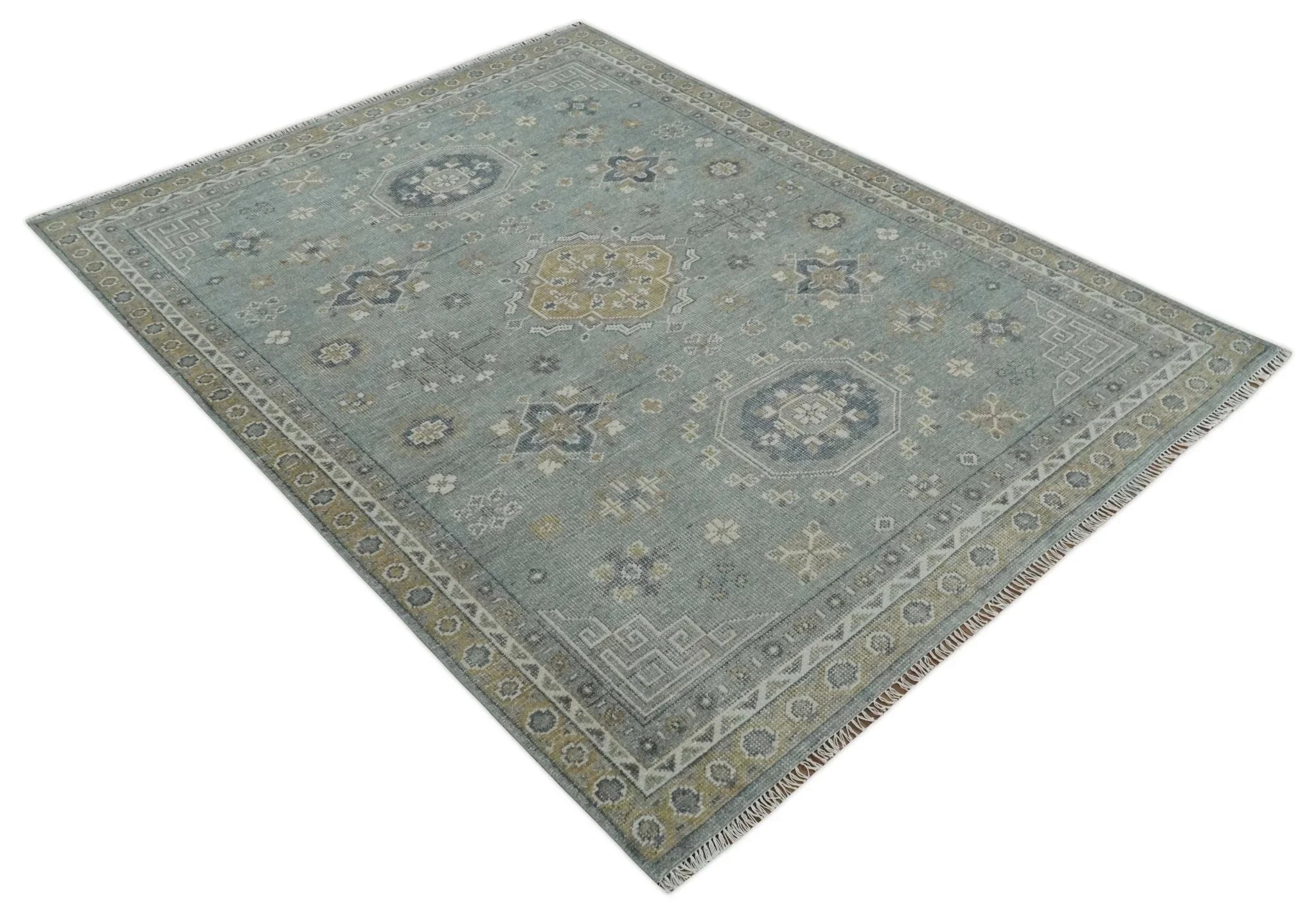 Custom Made Silver, Beige and Charcoal Traditional Hand knotted Mamluk design wool Area Rug - The Rug Decor