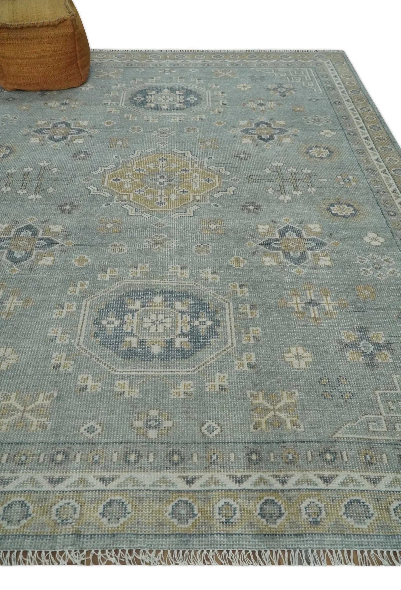 Custom Made Silver, Beige and Charcoal Traditional Hand knotted Mamluk design wool Area Rug - The Rug Decor