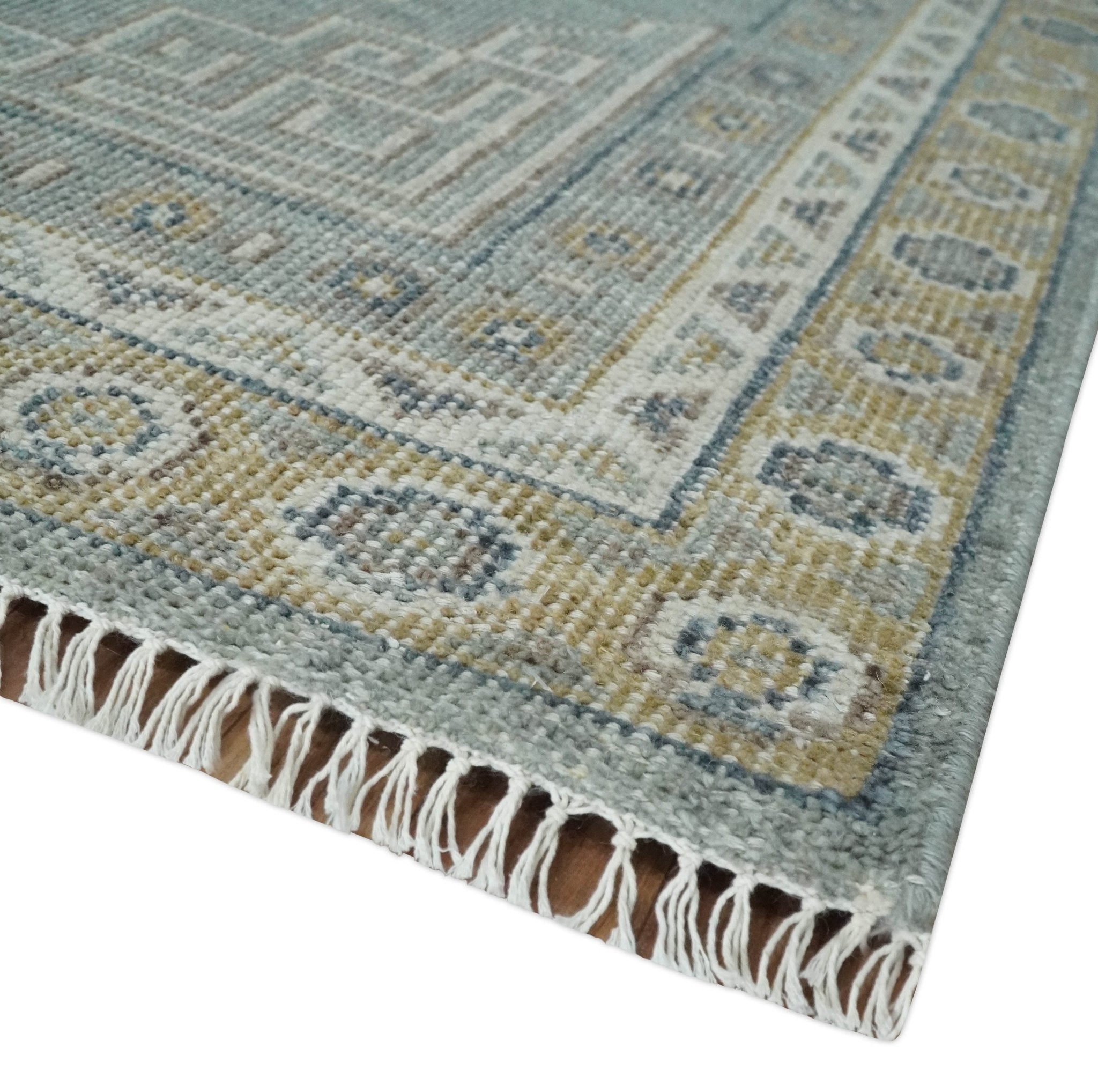 Custom Made Silver, Beige and Charcoal Traditional Hand knotted Mamluk design wool Area Rug - The Rug Decor