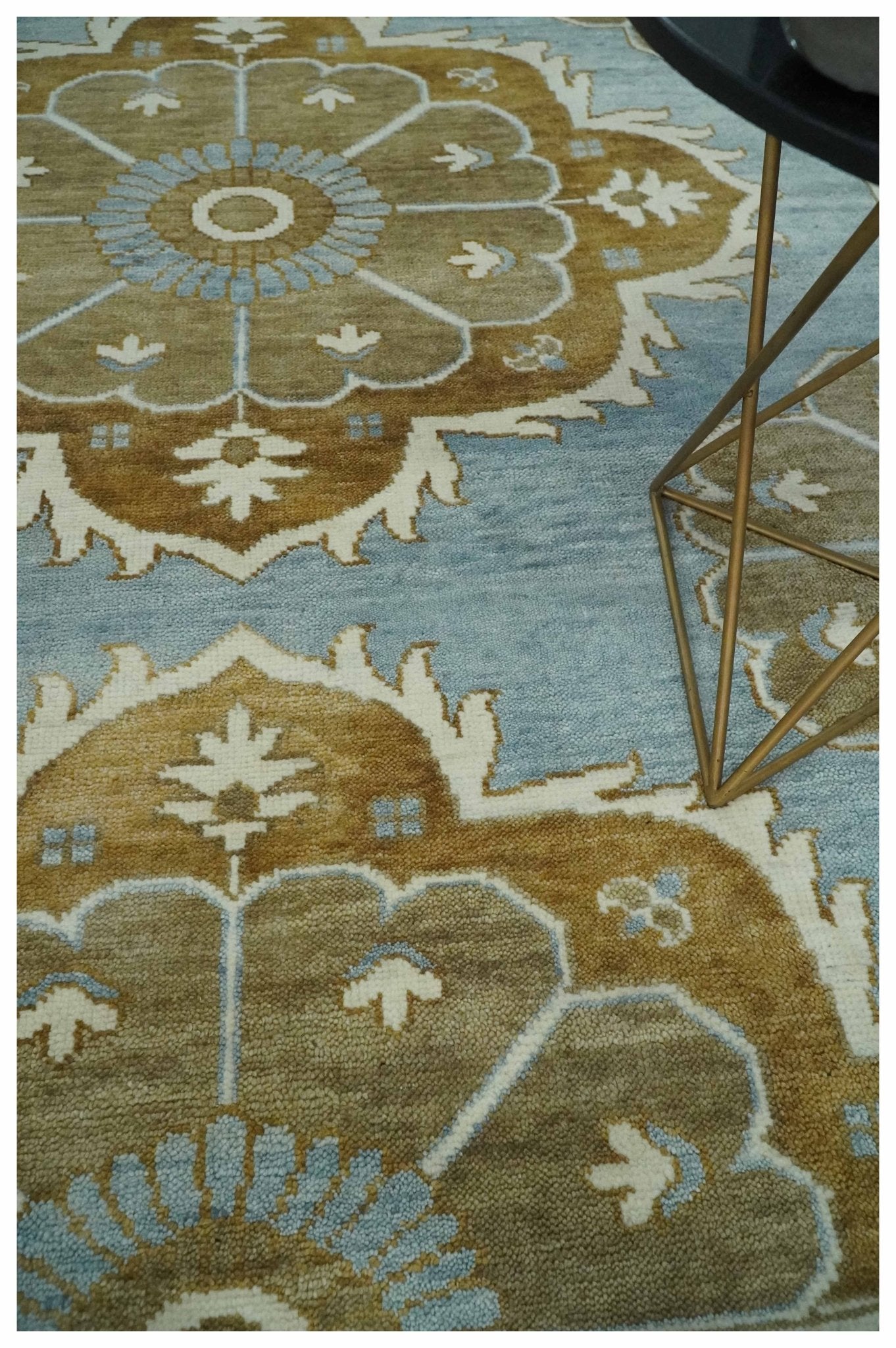 Custom Made Silver, Olive and Ivory Traditional Medallion Large Floral Design Hand knotted wool Area Rug - The Rug Decor