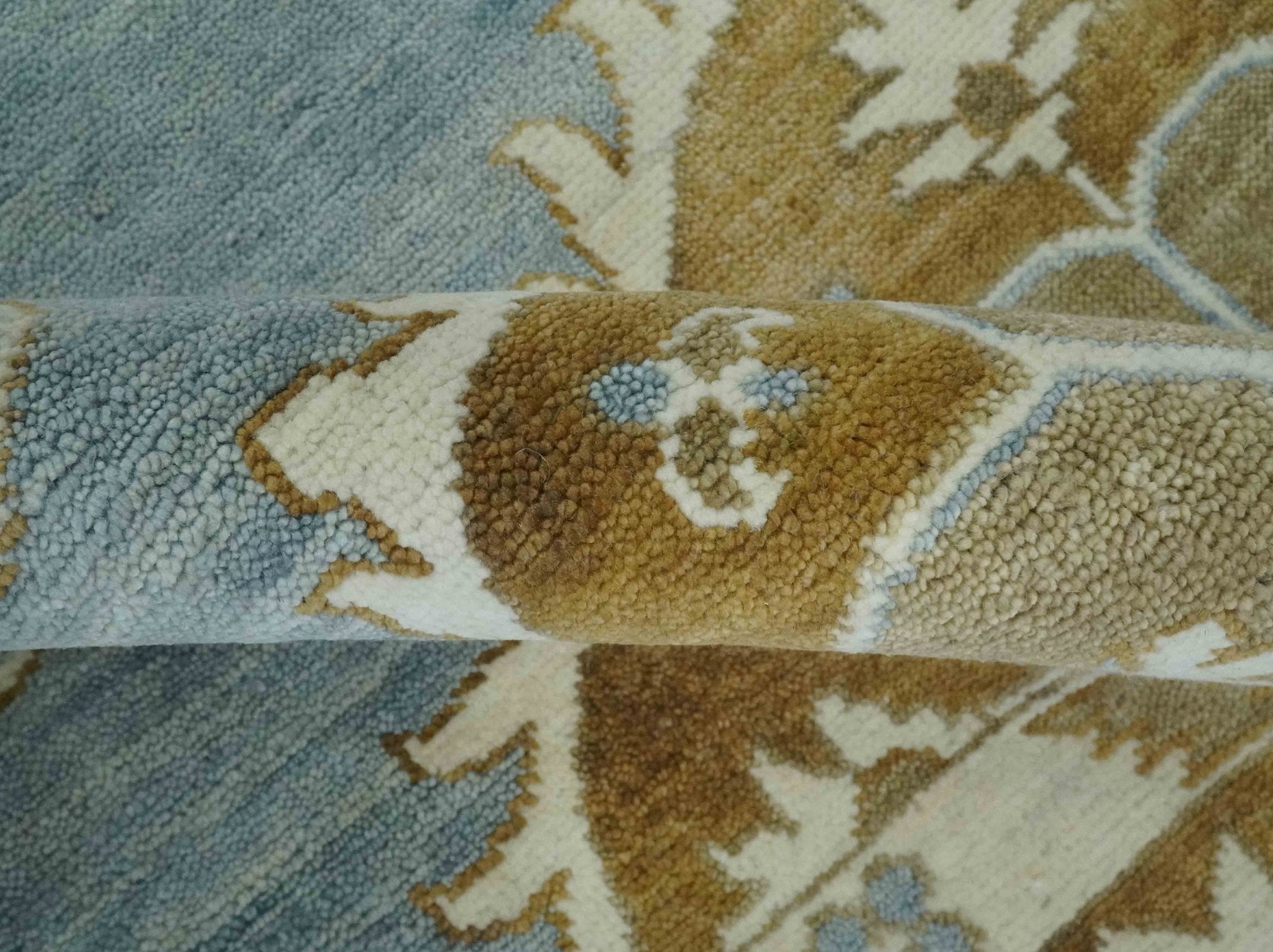 Custom Made Silver, Olive and Ivory Traditional Medallion Large Floral Design Hand knotted wool Area Rug - The Rug Decor