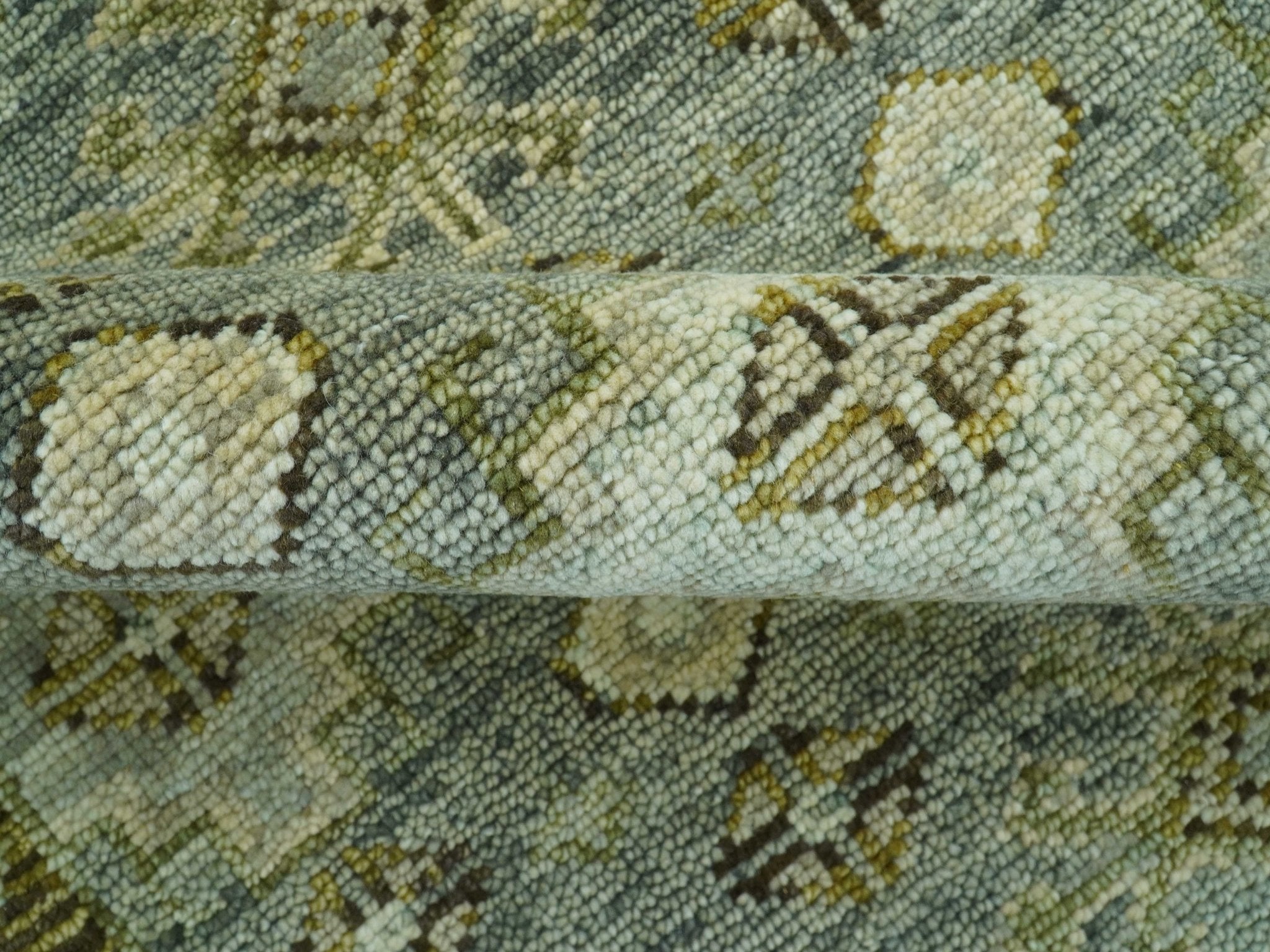 Custom Made Silver Traditional Heriz Design Hand Knotted wool area rug - The Rug Decor