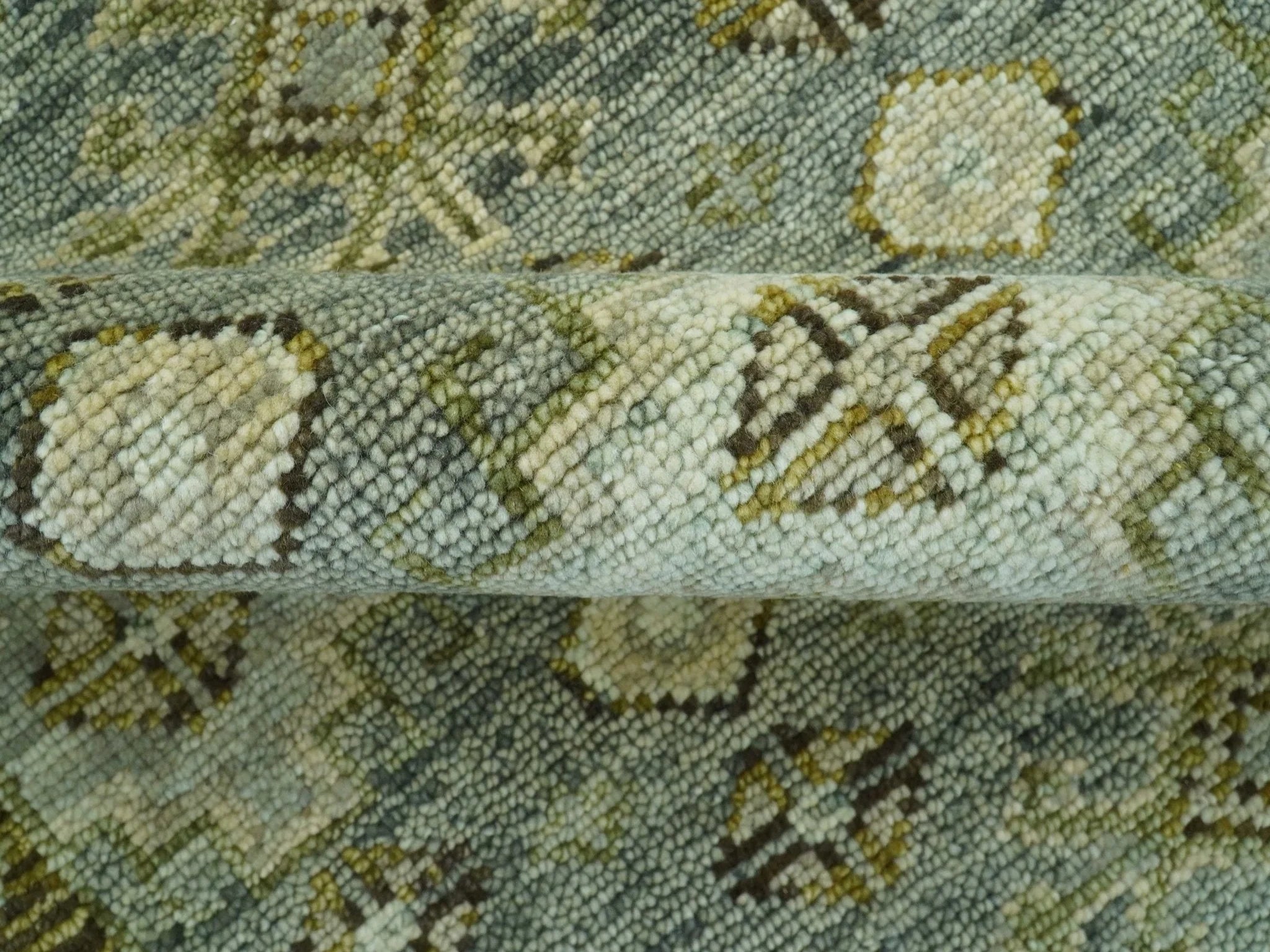 Custom Made Silver Traditional Heriz Design Hand Knotted wool area rug - The Rug Decor