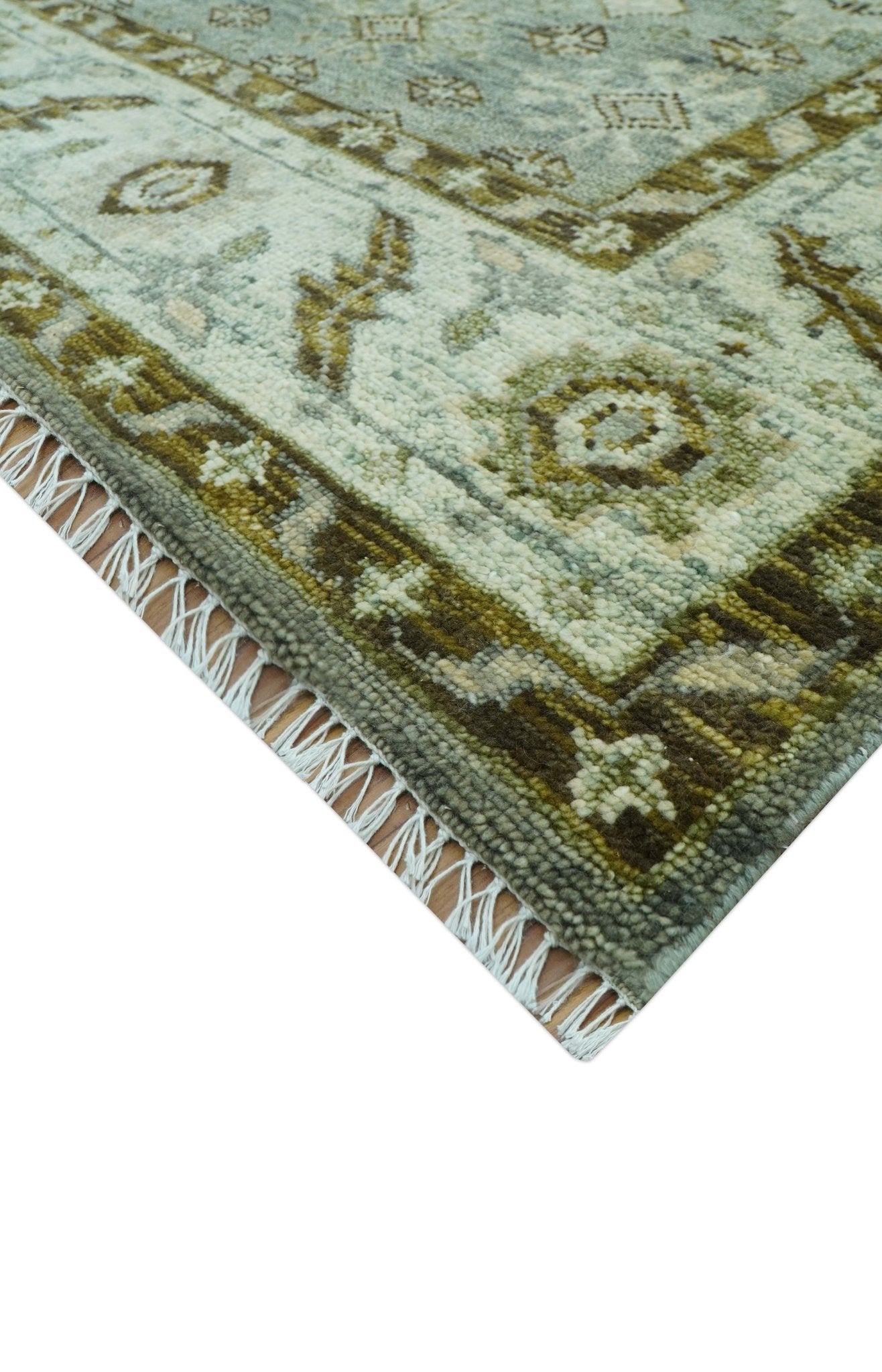 Custom Made Silver Traditional Heriz Design Hand Knotted wool area rug - The Rug Decor