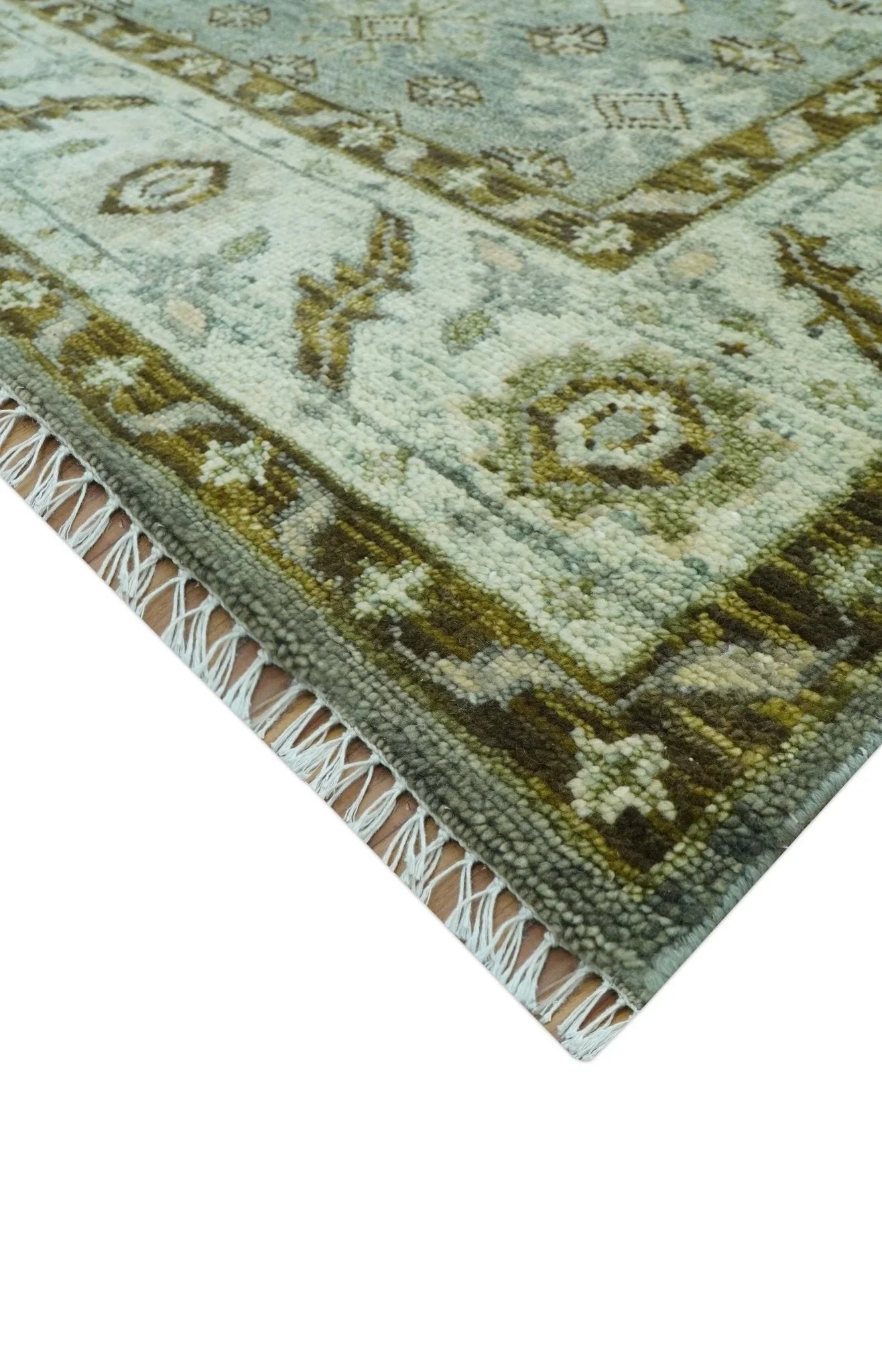 Custom Made Silver Traditional Heriz Design Hand Knotted wool area rug - The Rug Decor