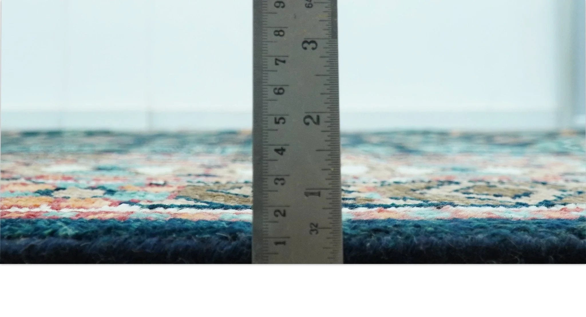 Custom Made Teal And Brown Traditional Tribal Design Hand Knotted Wool Rug - The Rug Decor