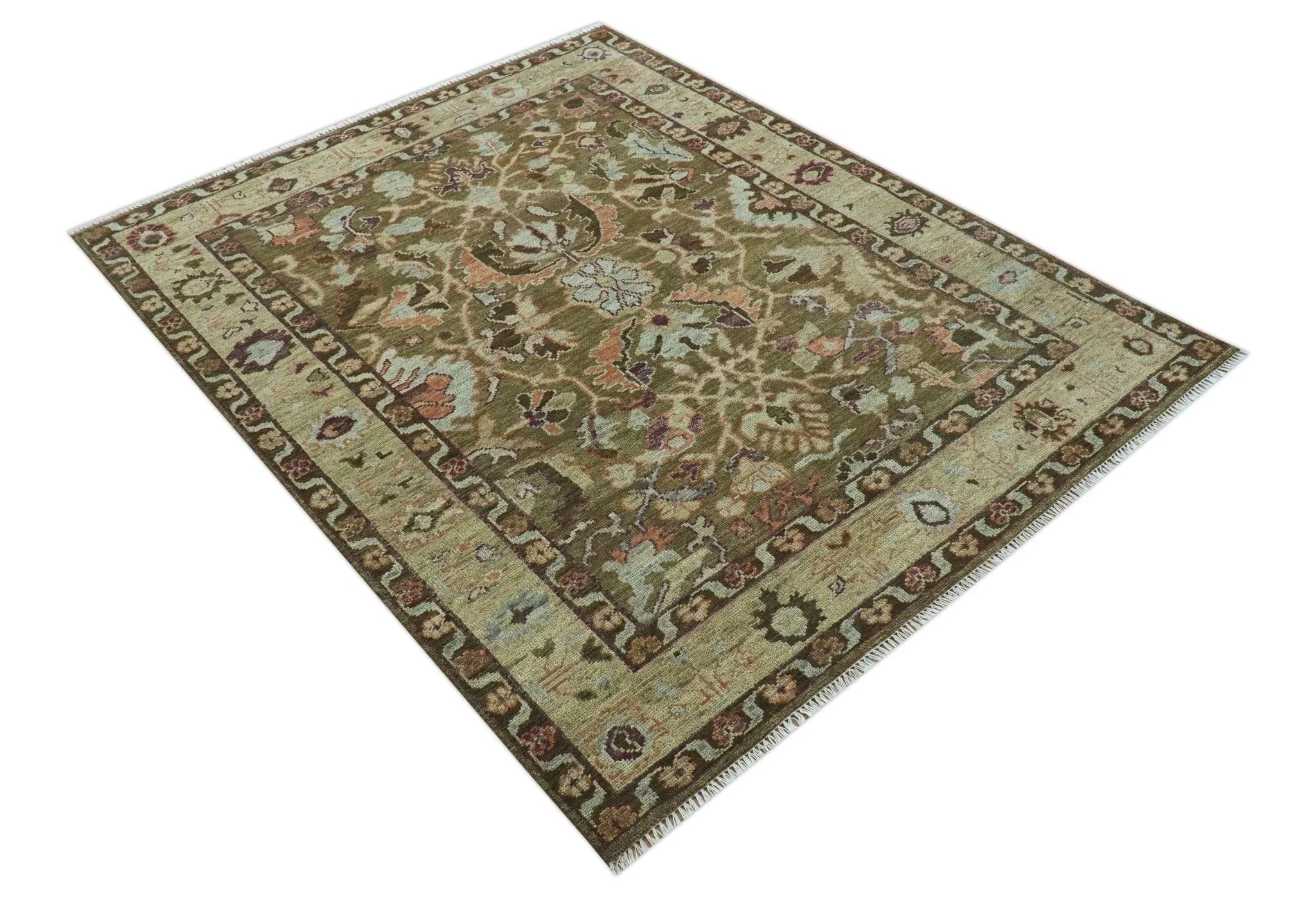 Custom Made Traditional Design Brown And Beige Hand Knotted wool area rug - The Rug Decor