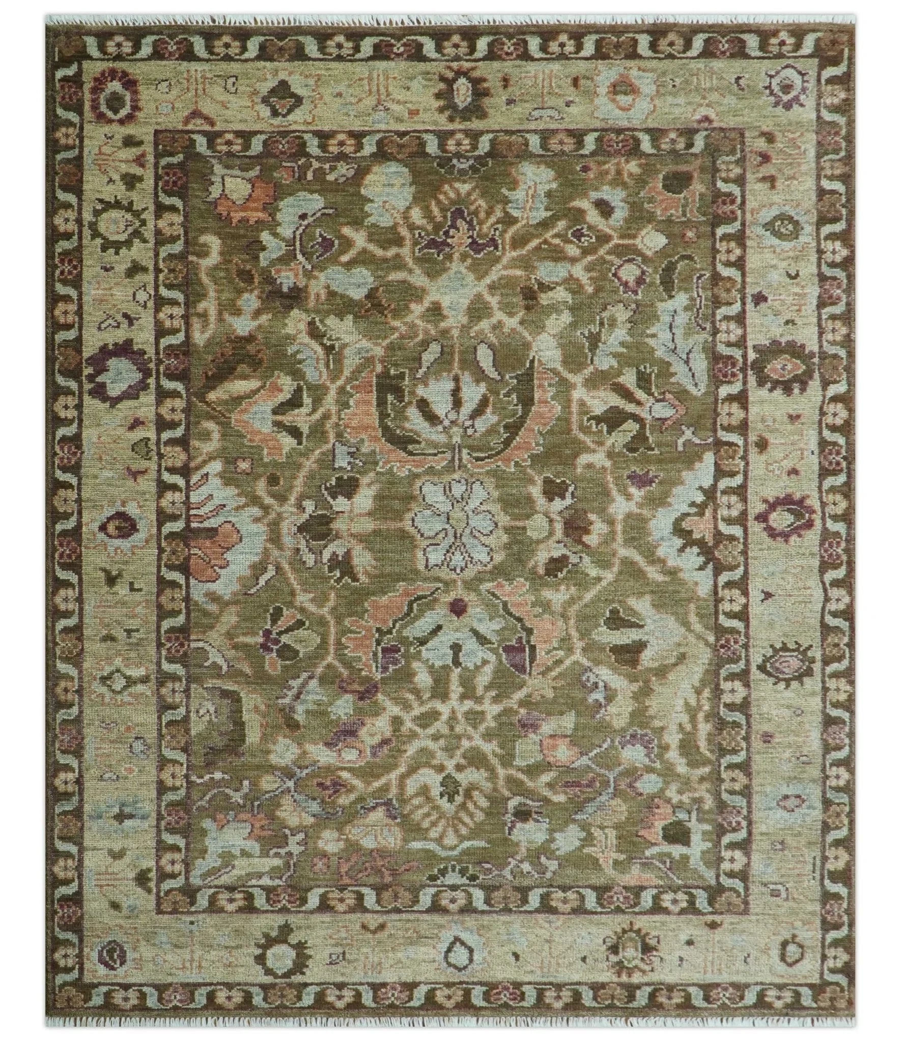 Custom Made Traditional Design Brown And Beige Hand Knotted wool area rug - The Rug Decor