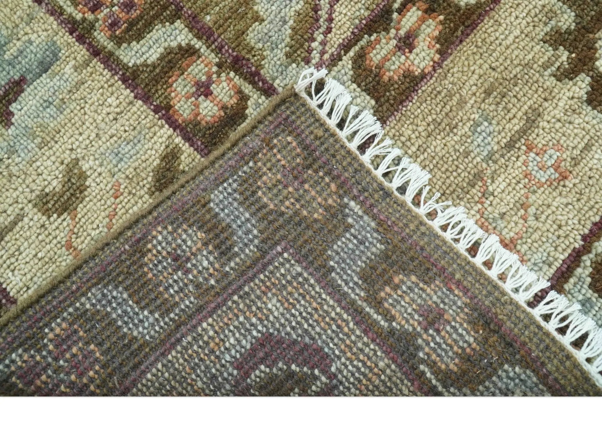 Custom Made Traditional Design Brown And Beige Hand Knotted wool area rug - The Rug Decor