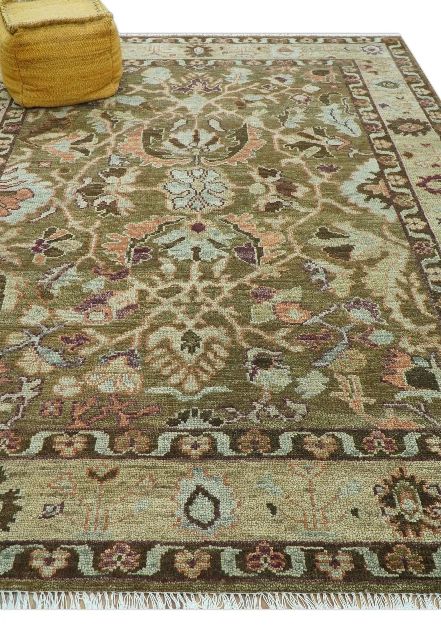Custom Made Traditional Design Brown And Beige Hand Knotted wool area rug - The Rug Decor