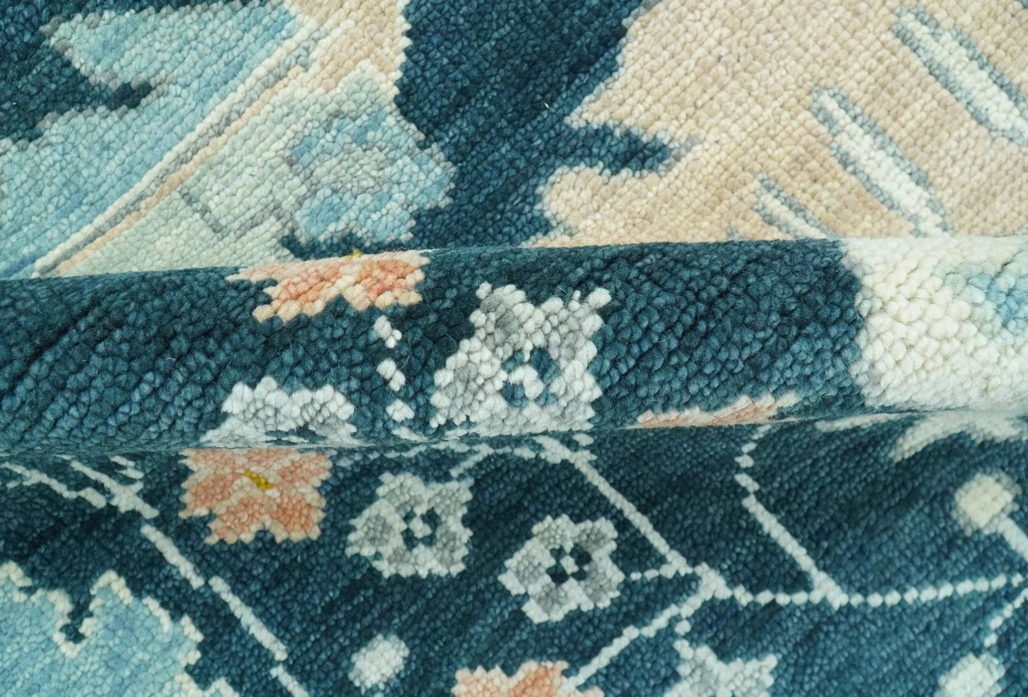 Custom Made Traditional Donegal Design Blue Hand Knotted wool area rug - The Rug Decor