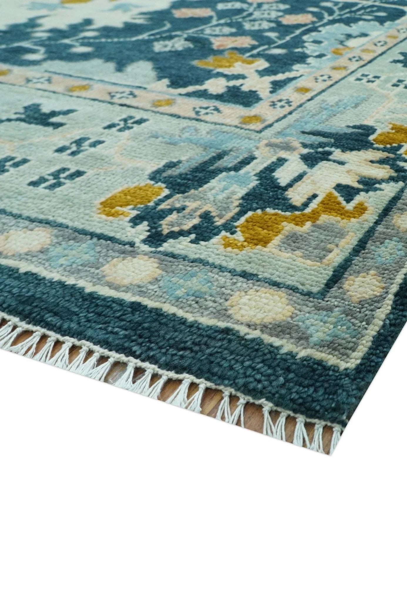 Custom Made Traditional Donegal Design Blue Hand Knotted wool area rug - The Rug Decor