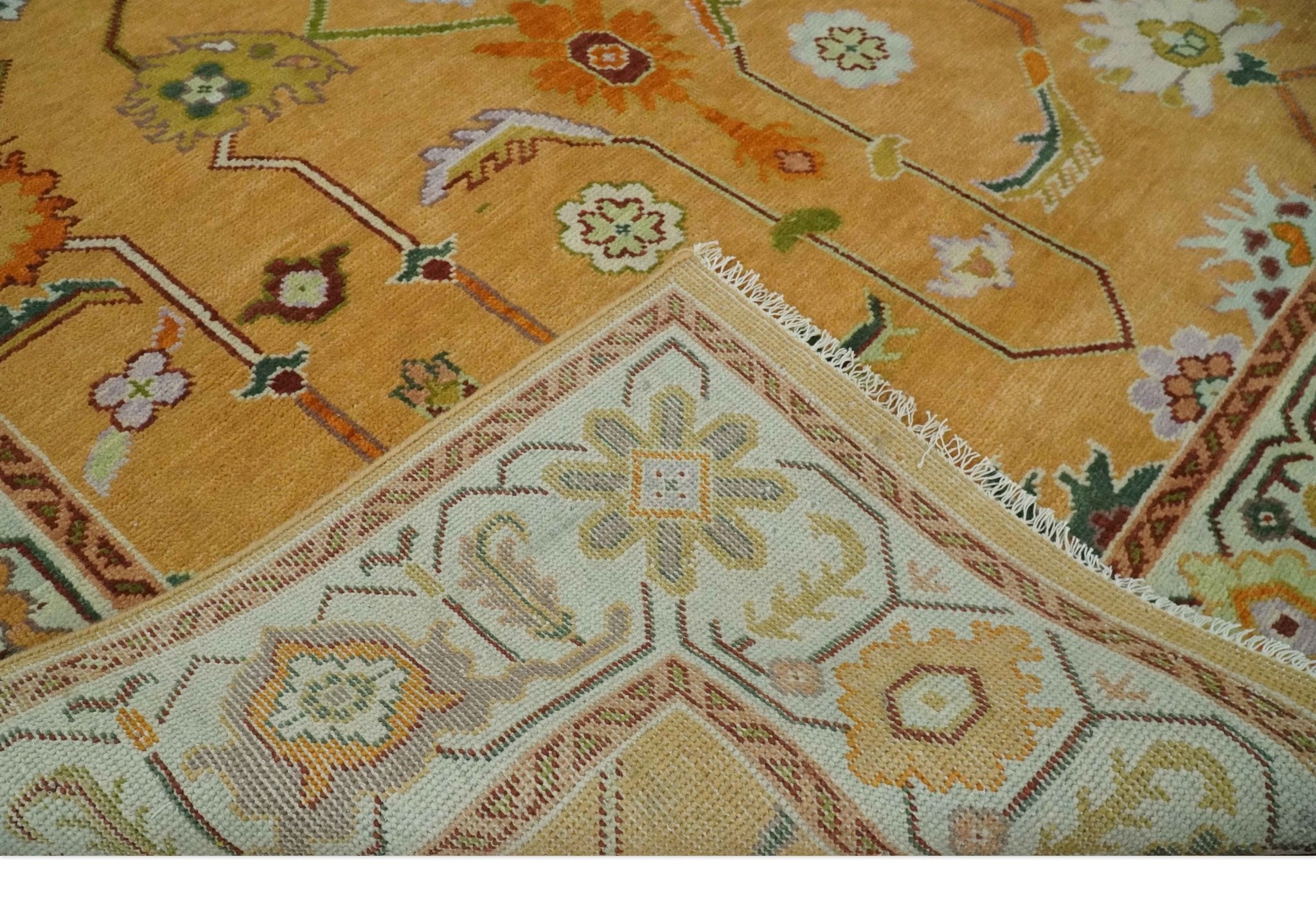 Custom Made Traditional Floral Dark Peach and Ivory Hand knotted Multi Size wool Area Rug - The Rug Decor