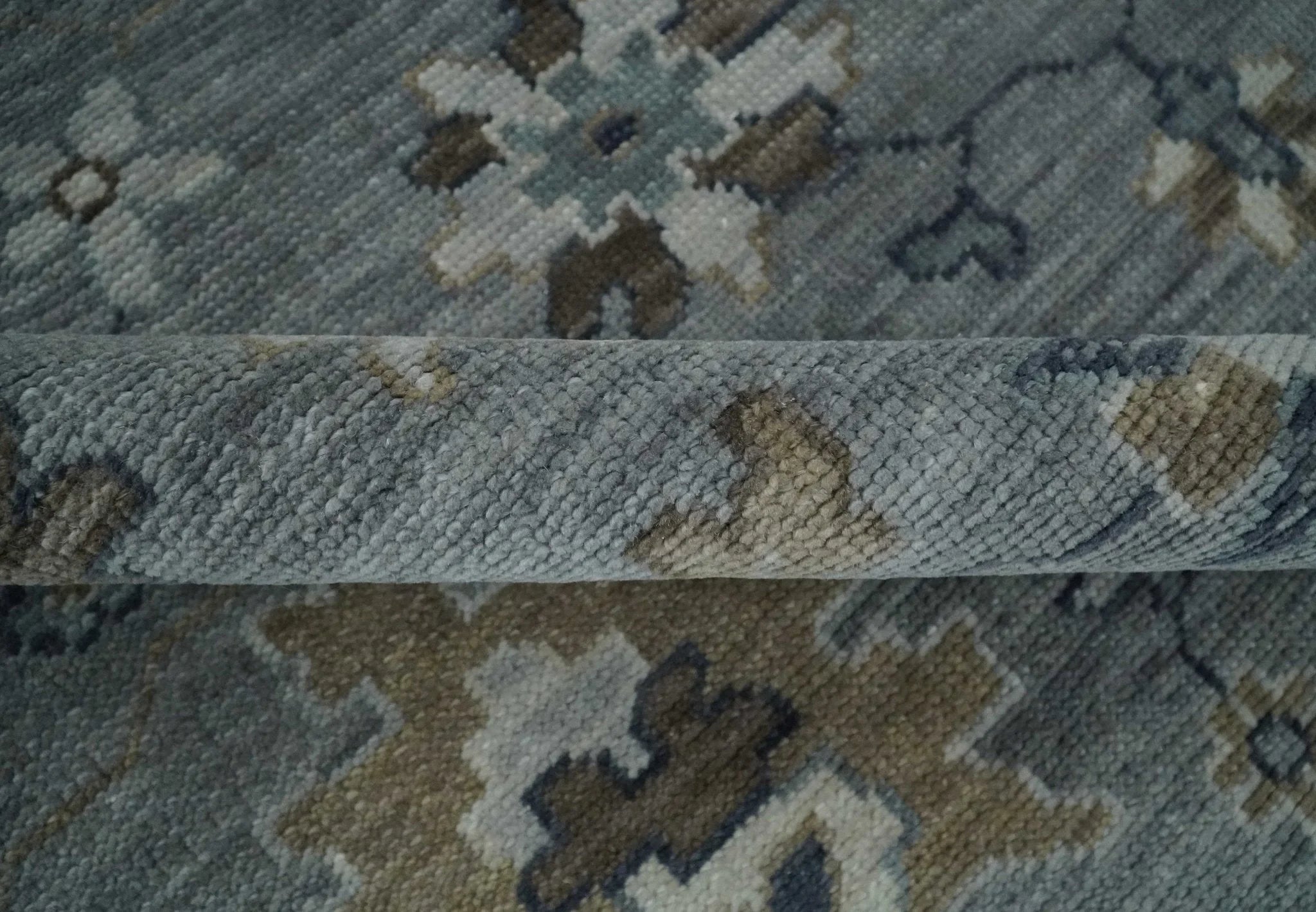 Custom Made Traditional Gray and Brown Multi Size Antique Style Hand knotted Wool Area Rug - The Rug Decor