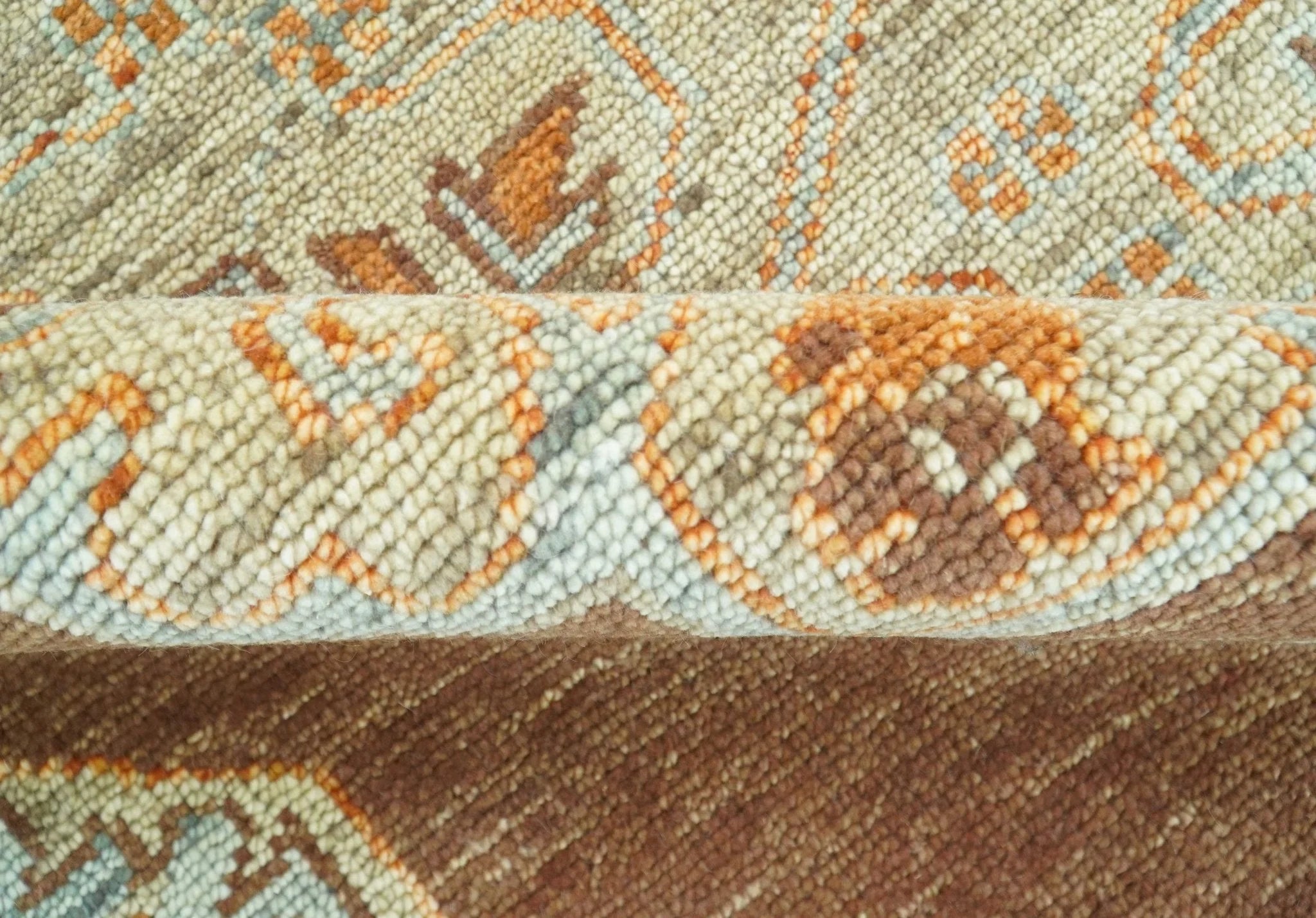 Custom Made Traditional Heriz Brown, Beige and Rust Hand Knotted wool area rug - The Rug Decor