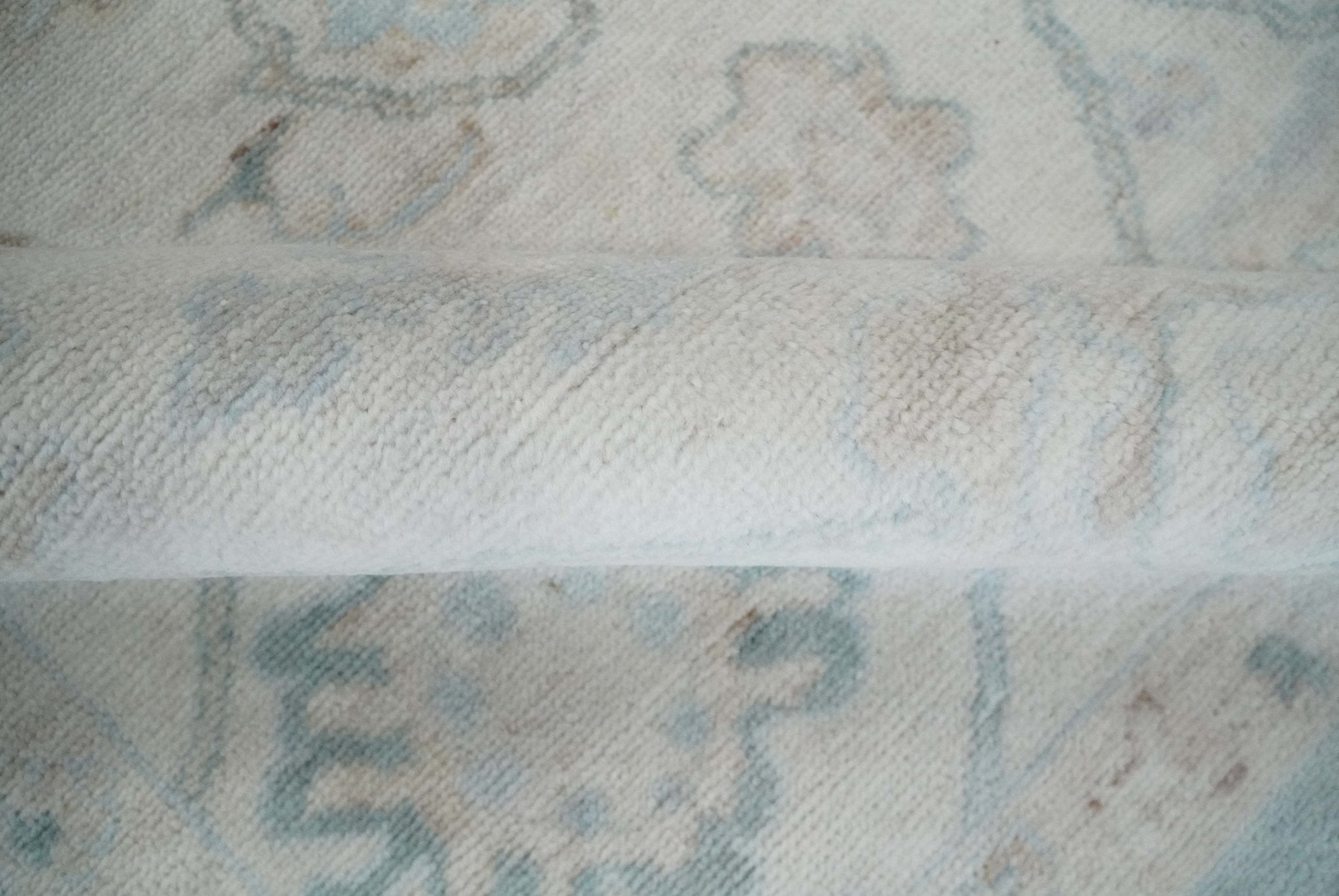 Custom Made Traditional Ivory and Silver Antique Style Oushak Hand knotted Wool Area Rug - The Rug Decor