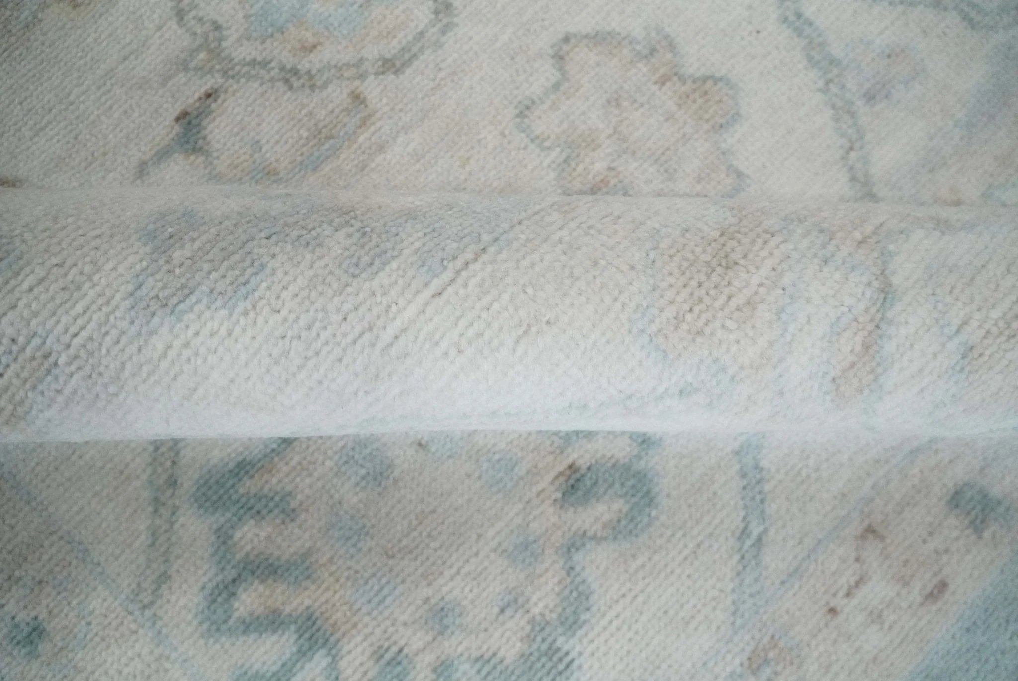 Custom Made Traditional Ivory and Silver Antique Style Oushak Hand knotted Wool Area Rug - The Rug Decor