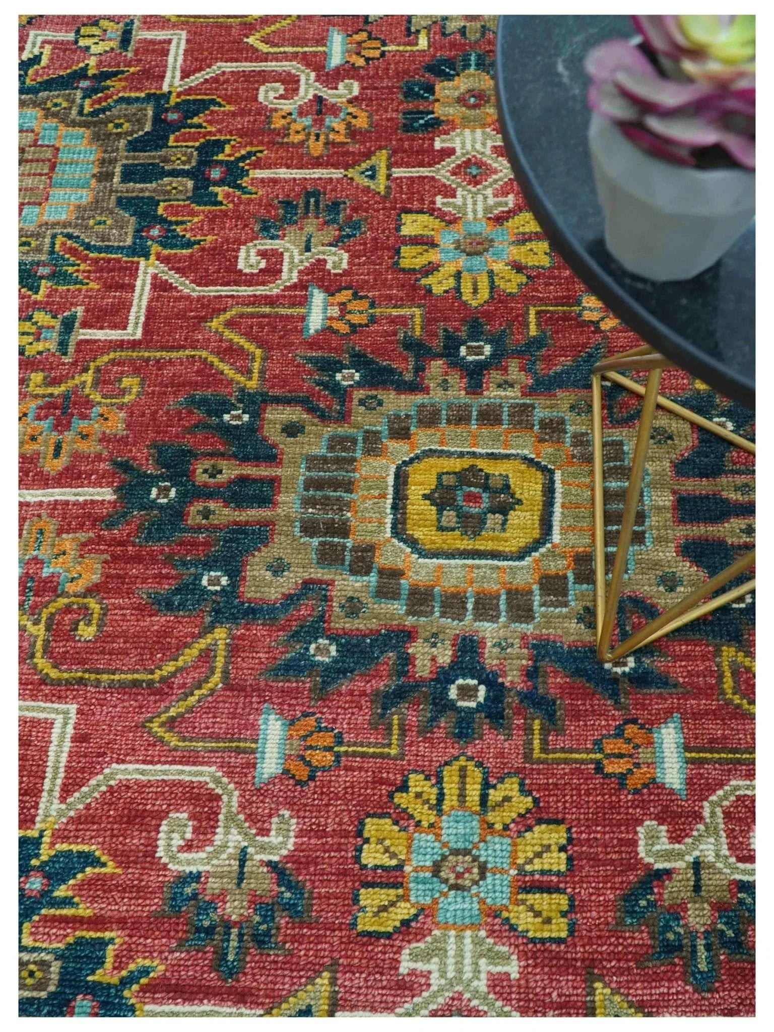 Custom Made Traditional Motifs Design Rust And Ivory Hand Knotted Wool Rug - The Rug Decor