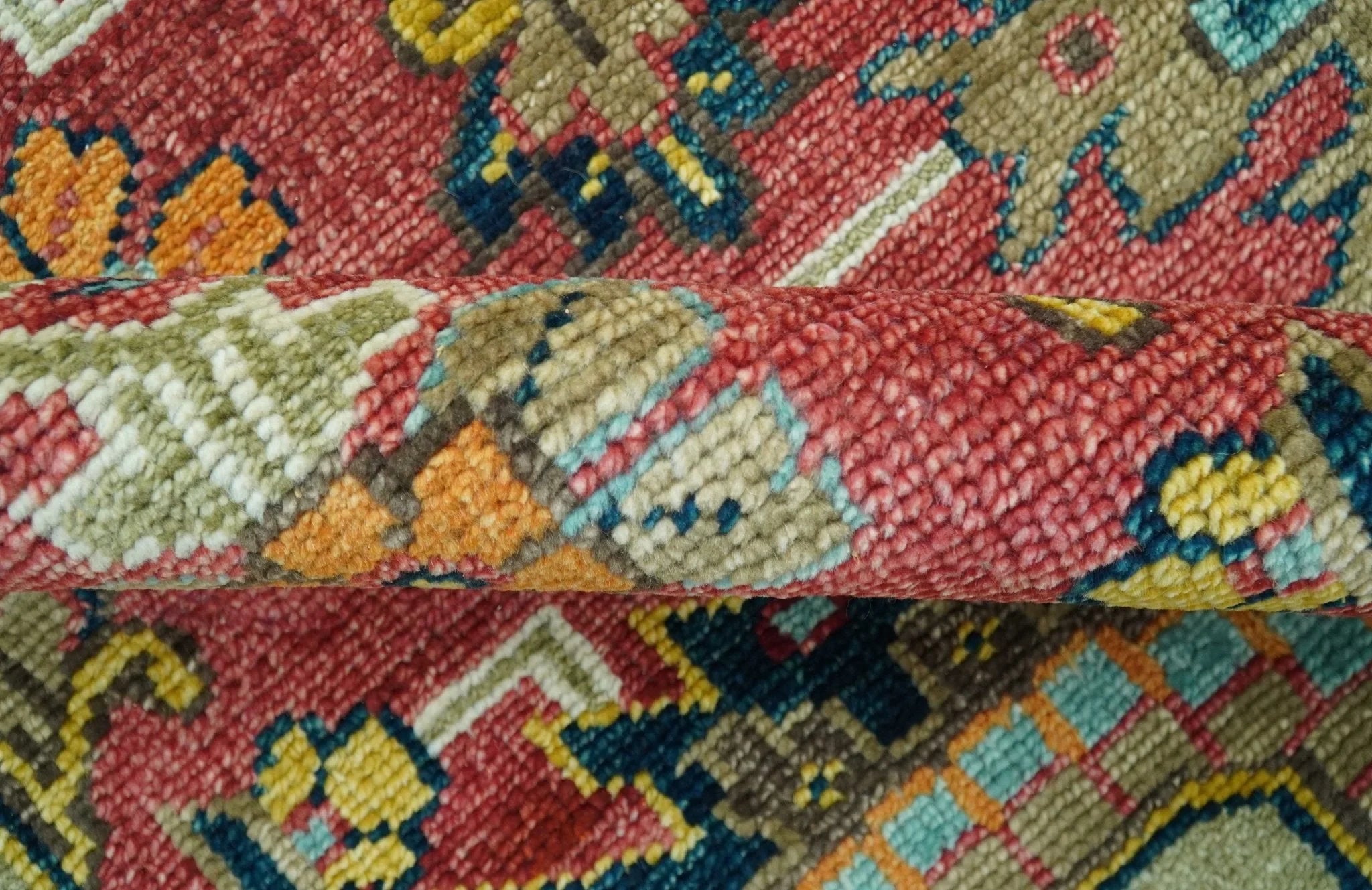 Custom Made Traditional Motifs Design Rust And Ivory Hand Knotted Wool Rug - The Rug Decor