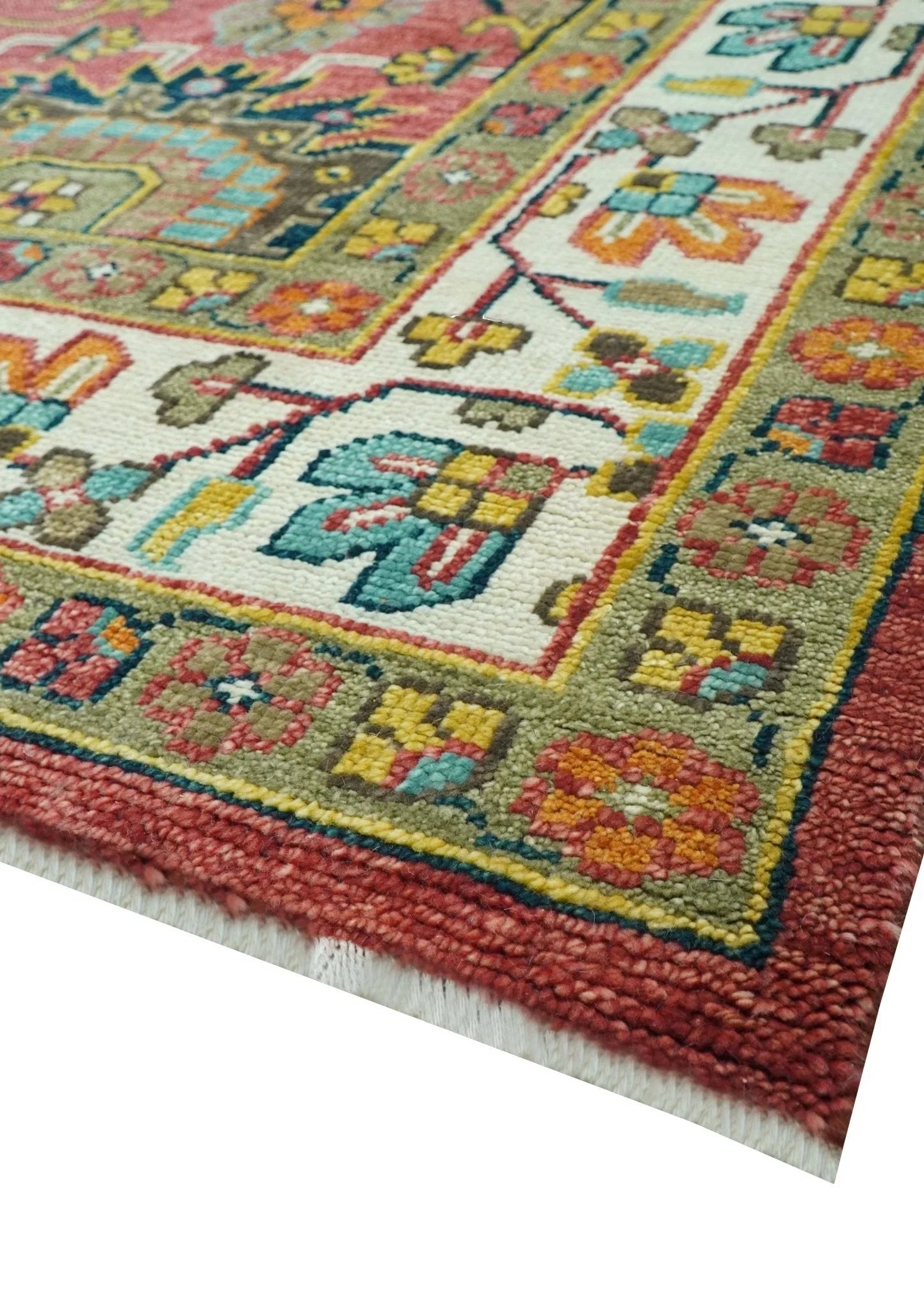 Custom Made Traditional Motifs Design Rust And Ivory Hand Knotted Wool Rug - The Rug Decor