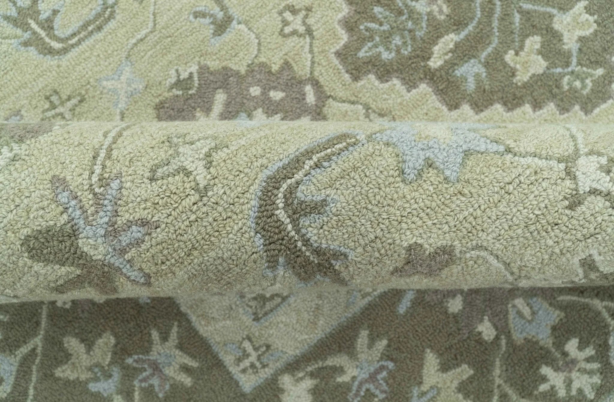 Custom Made Traditional Oriental Design Earthy Beige Hand - Tufted Wool Area Rug - The Rug Decor