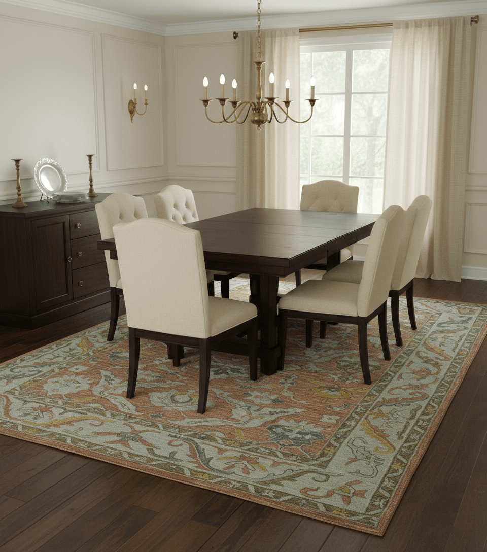 Custom Made Traditional Oriental Rust And Ivory Hand Tufted Wool Area Rug
