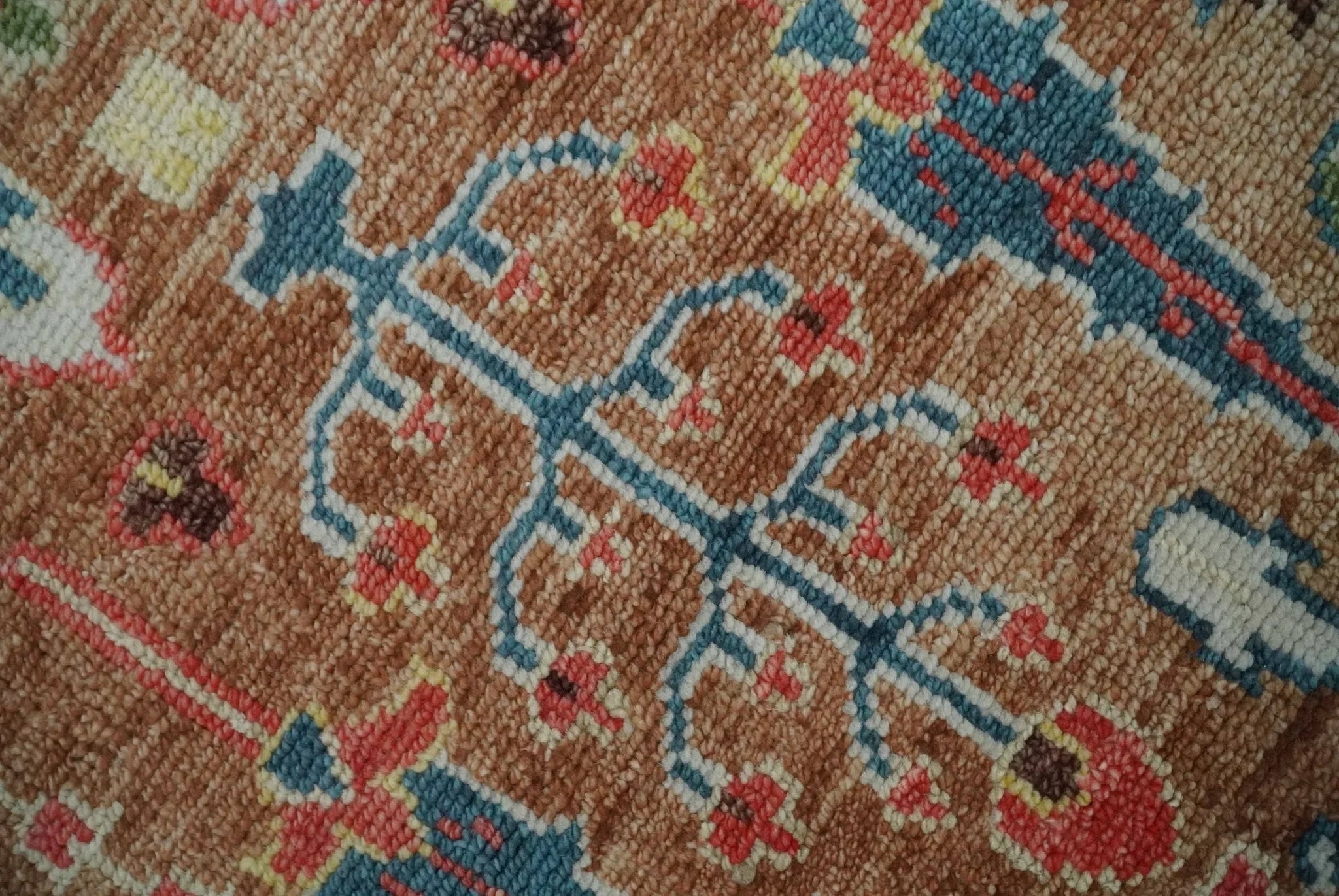 Custom made Tree of Life Brown and Rust Hand Knotted Traditional Oushak Wool Rug - The Rug Decor