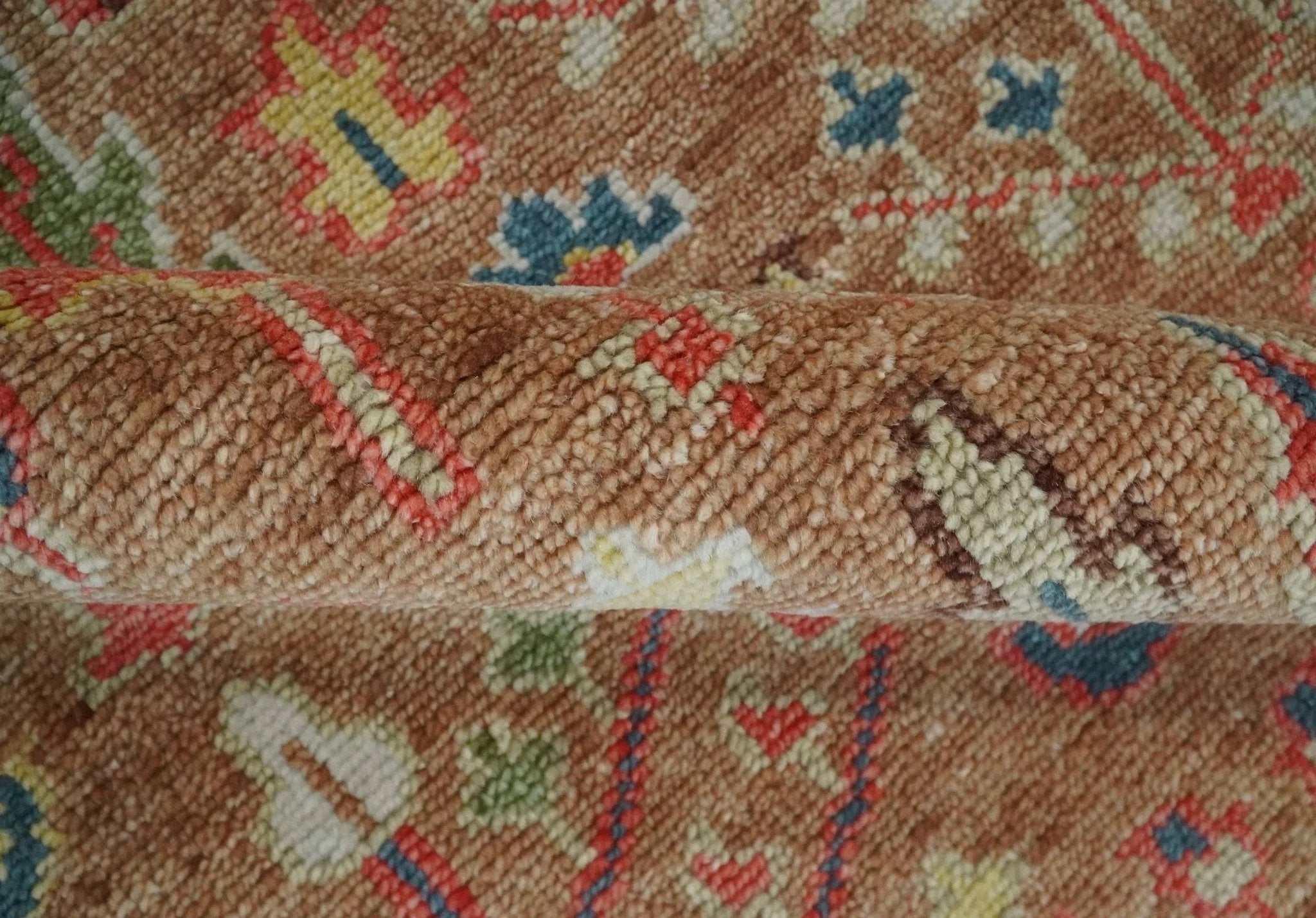 Custom made Tree of Life Brown and Rust Hand Knotted Traditional Oushak Wool Rug - The Rug Decor