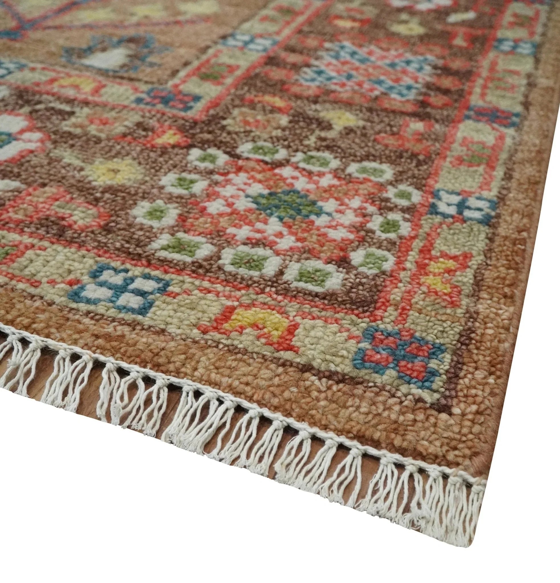 Custom made Tree of Life Brown and Rust Hand Knotted Traditional Oushak Wool Rug - The Rug Decor