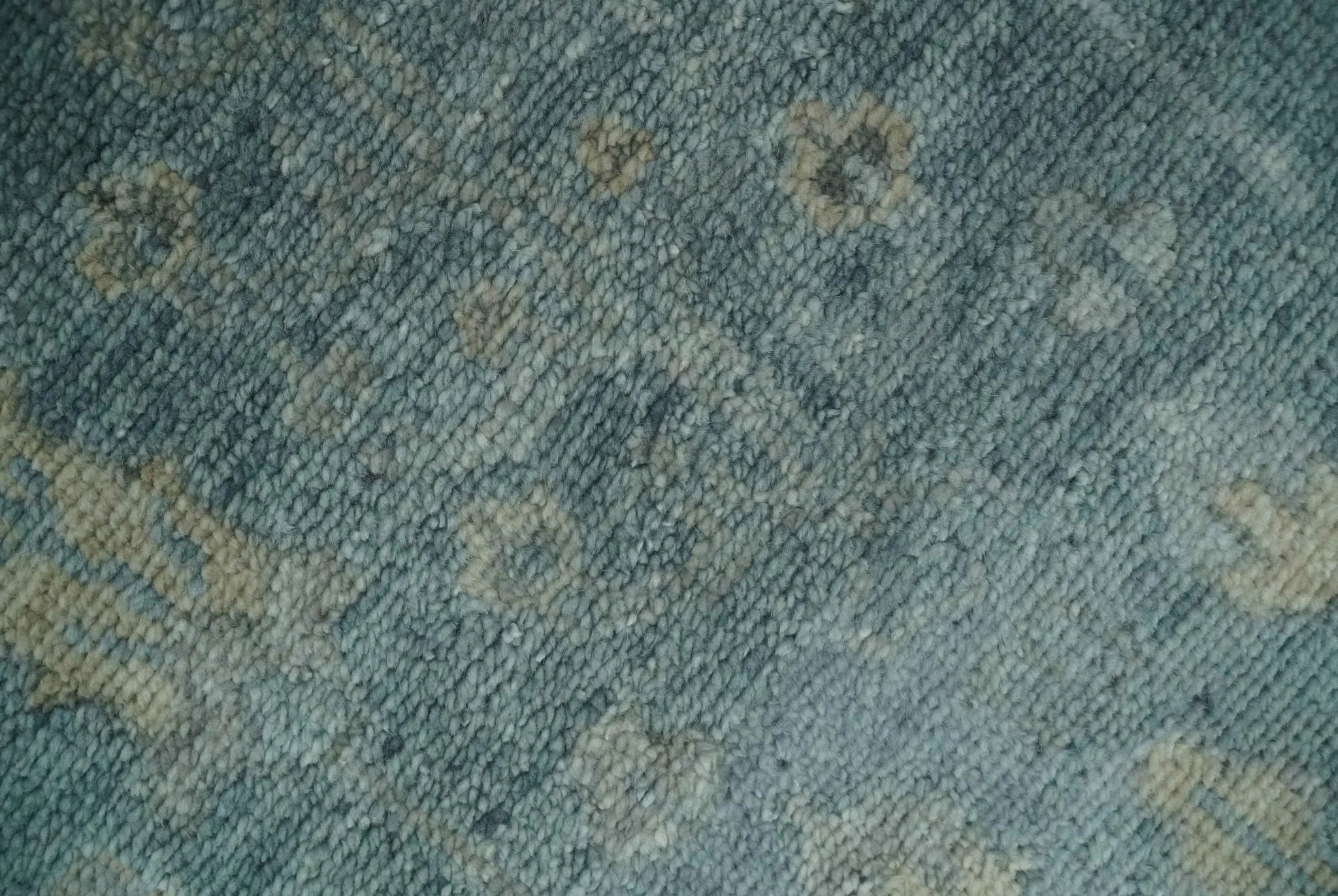 Custom Made Tree of Life Hand Knotted Teal and Beige Traditional Oushak Wool Area Rug - The Rug Decor