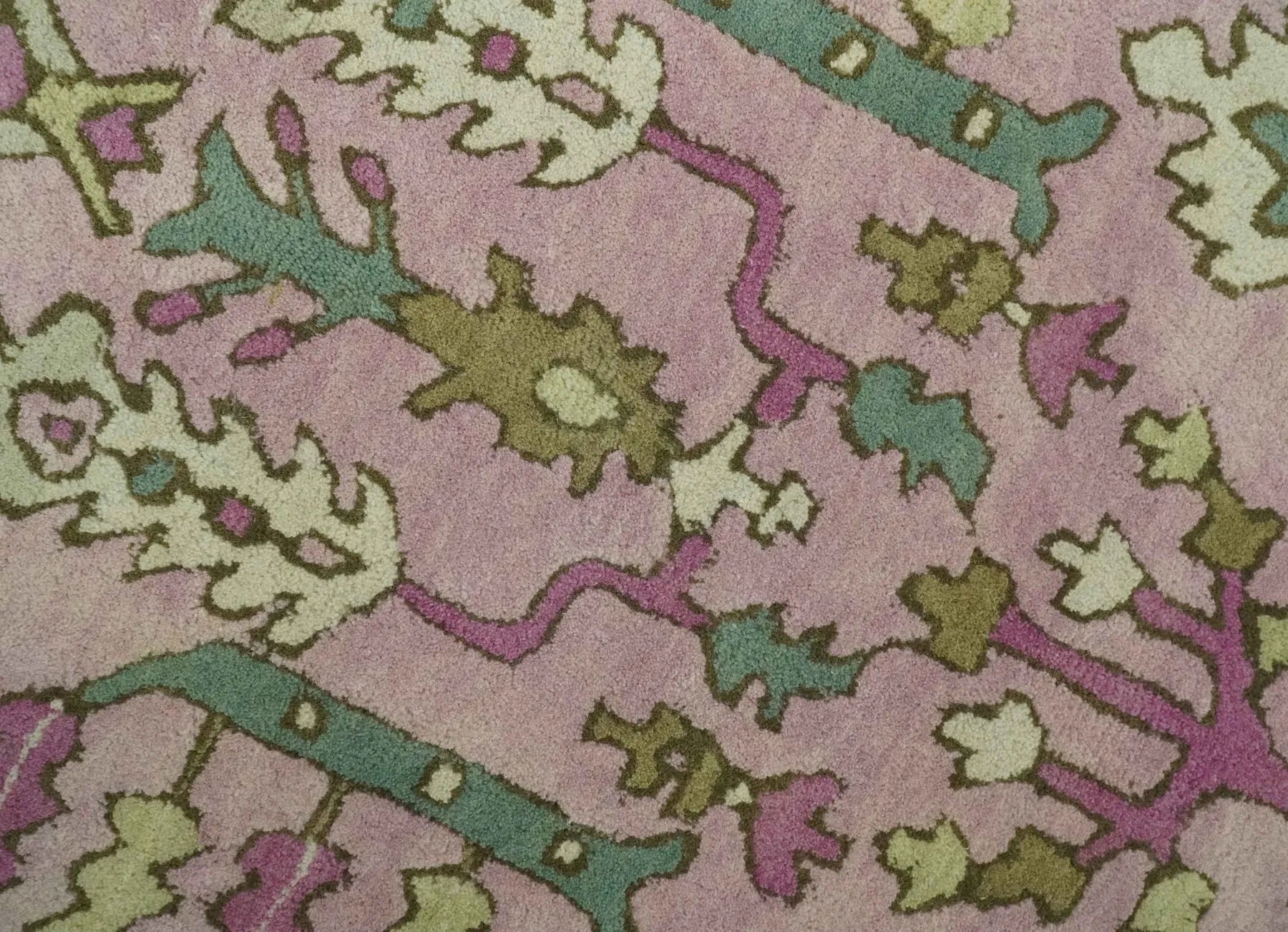 Custom Made Tree of life Traditional Floral Light Purple, Green, Olive, and Beige Hand Tufted wool Area Rug