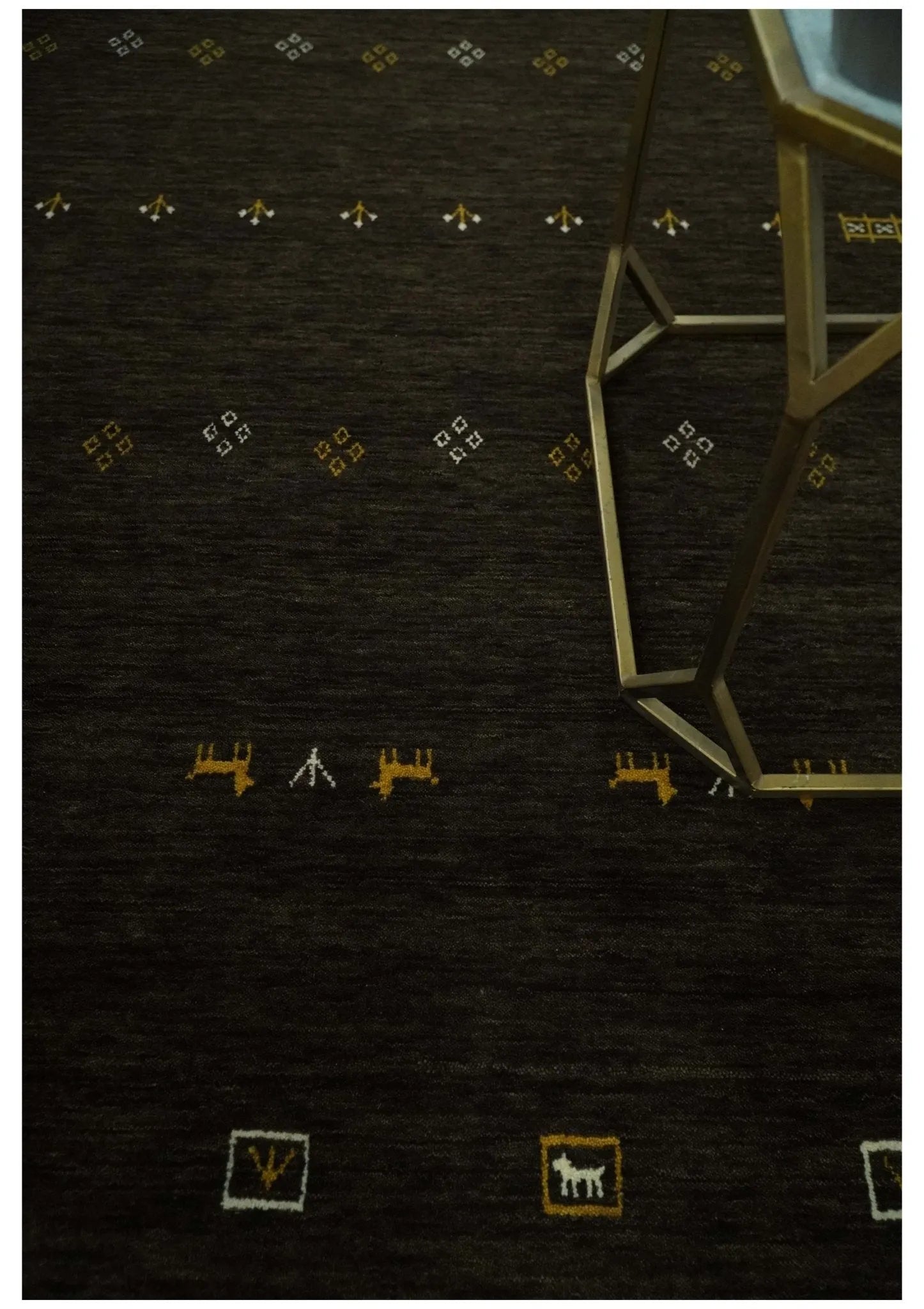 Custom Made Tribal look Brown Traditional Hand loom Wool Area Rug