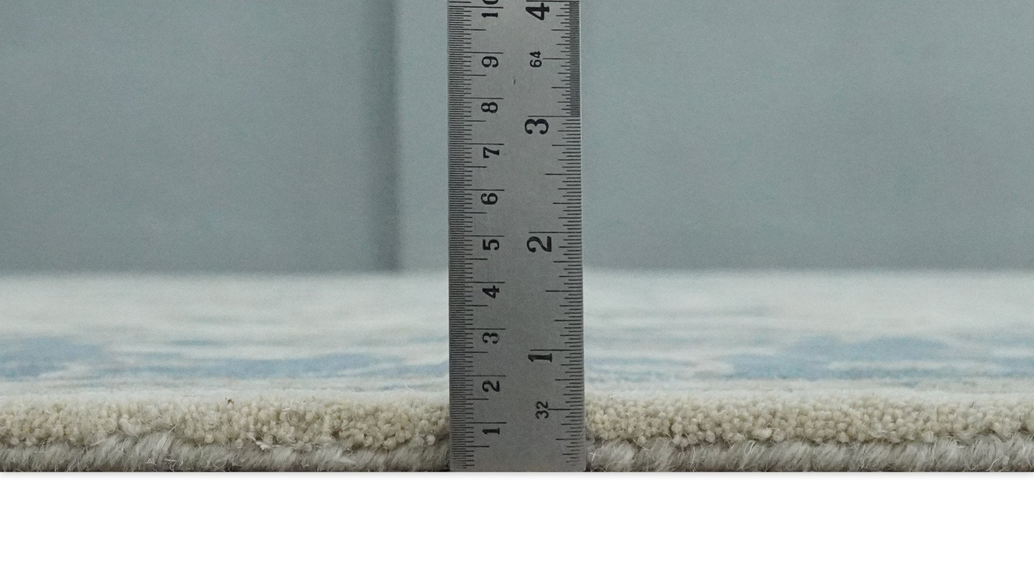 Custom Made Tufted Beige and Blue Traditional Wool Oushak Rug - The Rug Decor