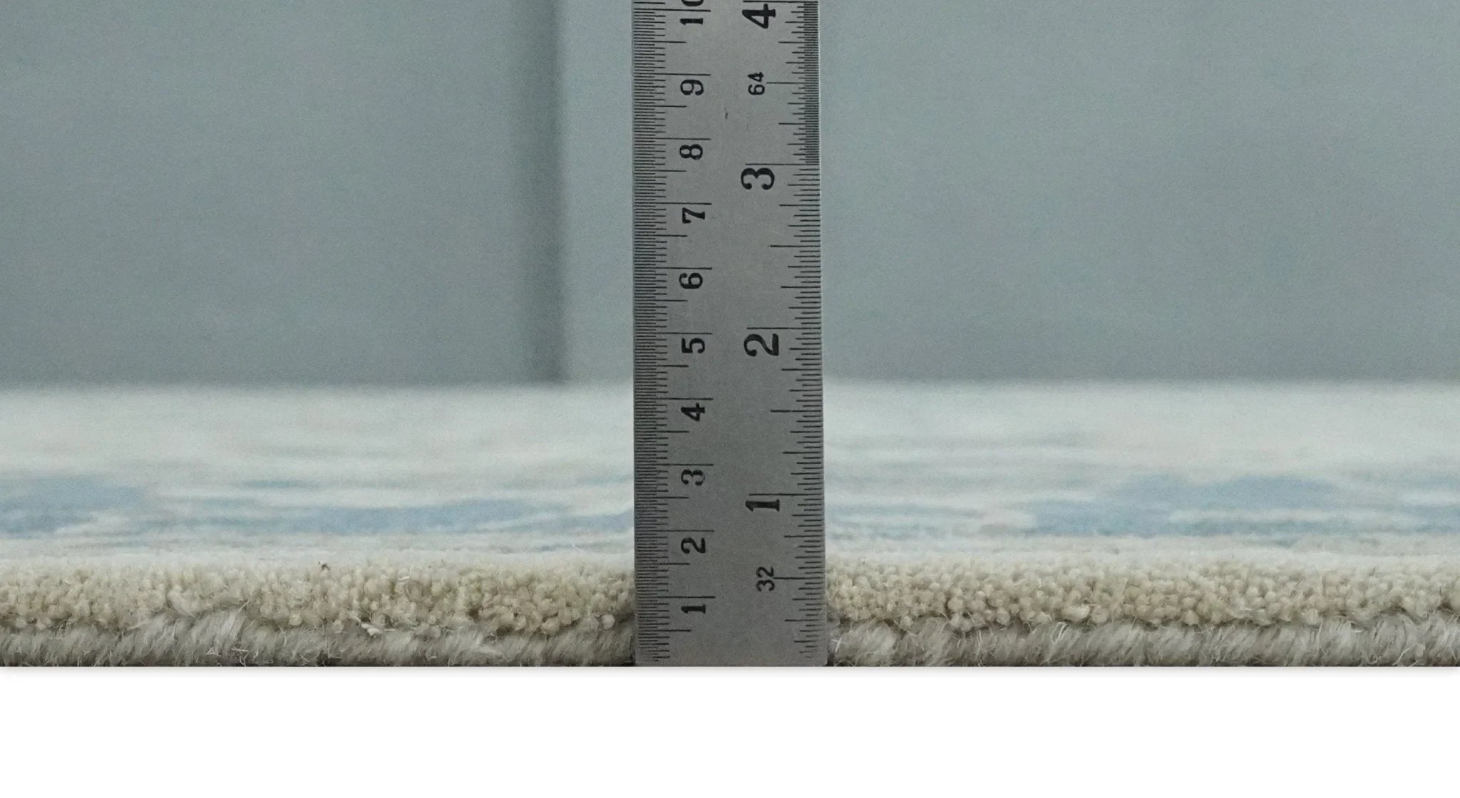 Custom Made Tufted Beige and Blue Traditional Wool Oushak Rug - The Rug Decor