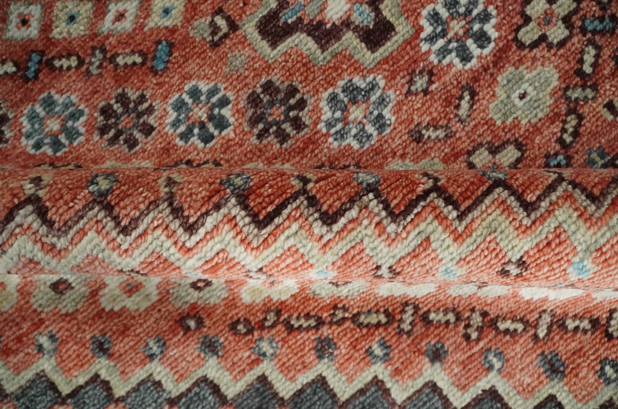 Custom Made Turkish Style Rust and Charcoal Traditional Medallion Hand knotted wool Area Rug - The Rug Decor