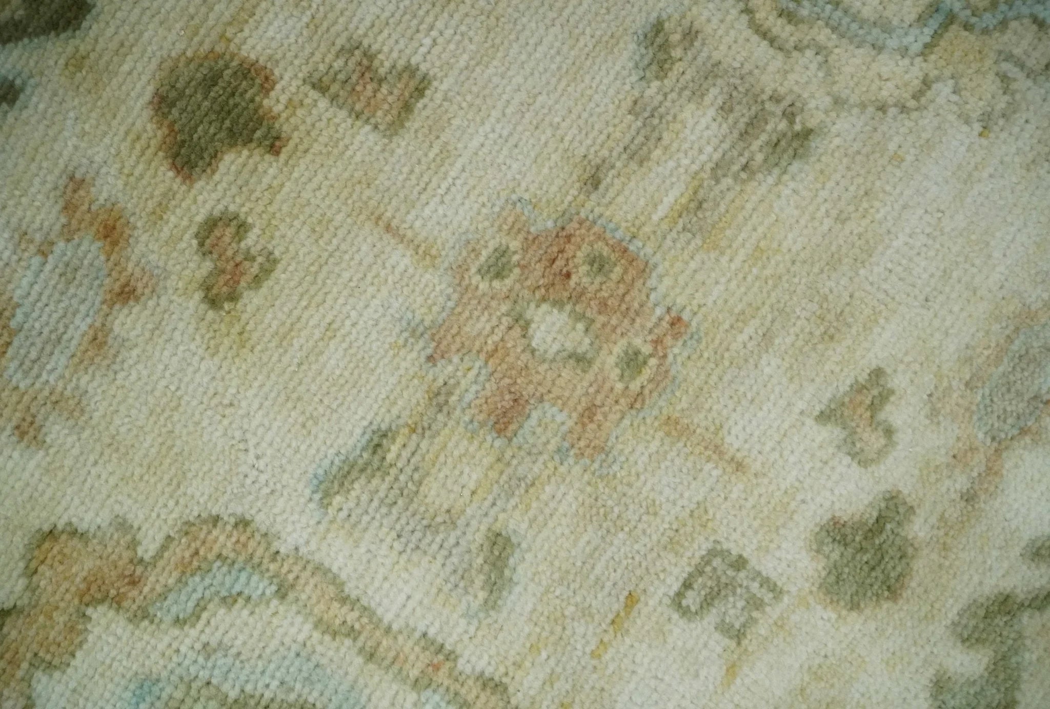 Custom Makde Antique Finish Hand Knotted Beige and Silver Multi Size Oushak Wool Area Rug - The Rug Decor