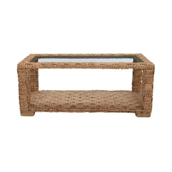 Christi Water Hyacinth Coffee Table in Natural with Wood Frame - The Mayfair Hall