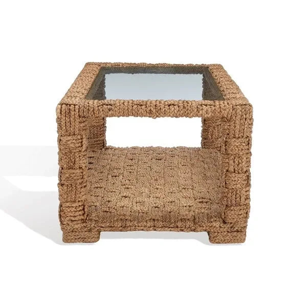 Christi Water Hyacinth Coffee Table in Natural with Wood Frame - The Mayfair Hall