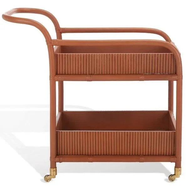 Barnette Rattan Pole Frame Bar Cart in Amber - The Mayfair Hall