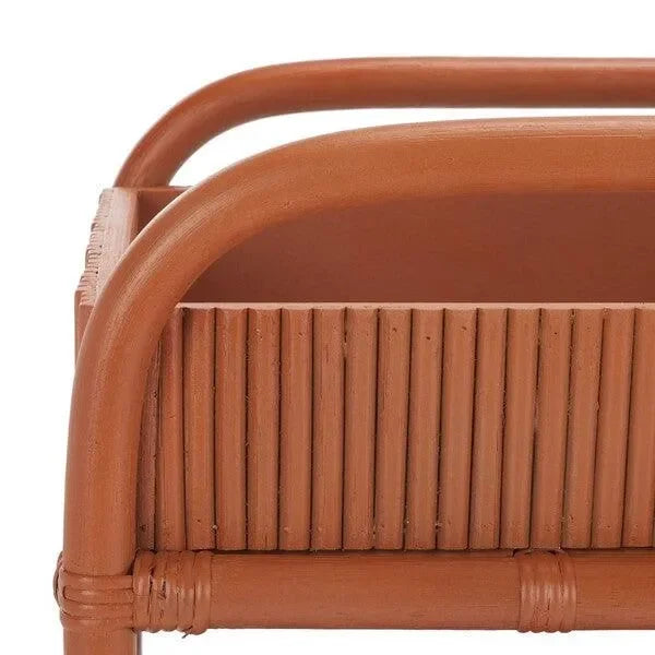 Barnette Rattan Pole Frame Bar Cart in Amber - The Mayfair Hall
