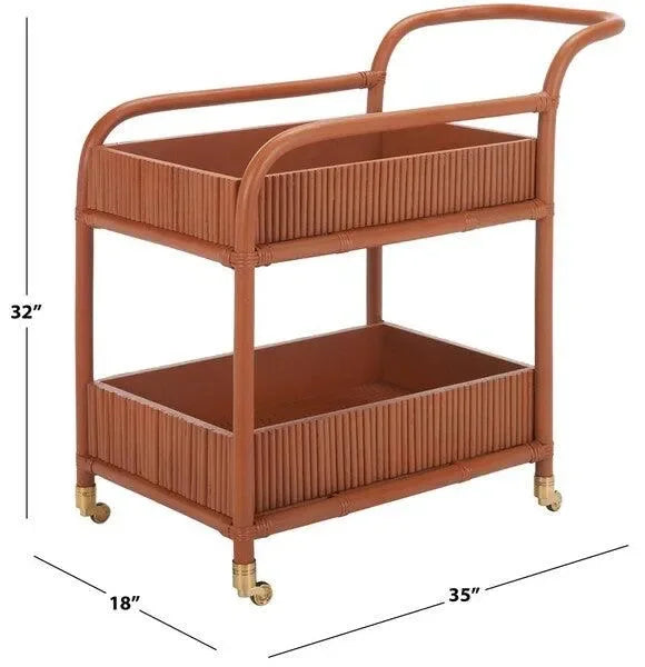 Barnette Rattan Pole Frame Bar Cart in Amber - The Mayfair Hall