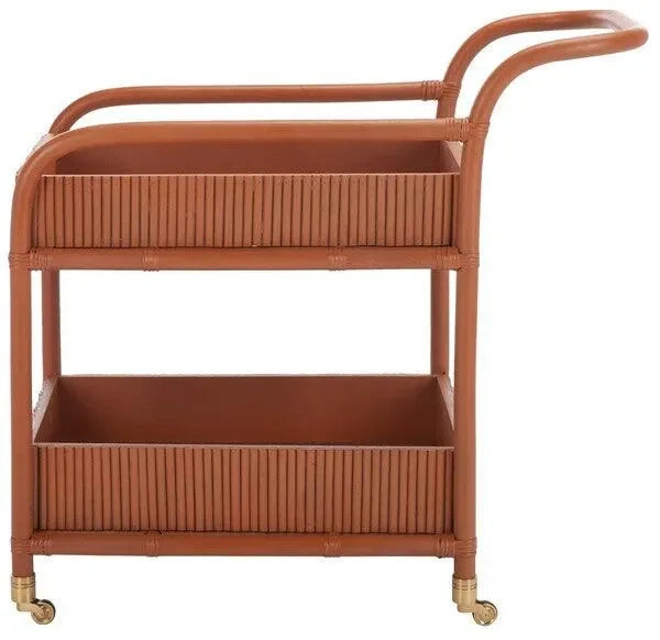 Barnette Rattan Pole Frame Bar Cart in Amber - The Mayfair Hall