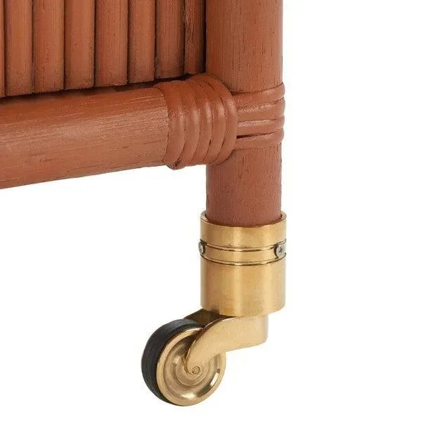 Barnette Rattan Pole Frame Bar Cart in Amber - The Mayfair Hall