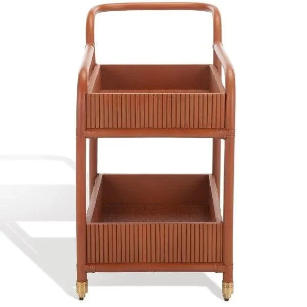 Barnette Rattan Pole Frame Bar Cart in Amber - The Mayfair Hall