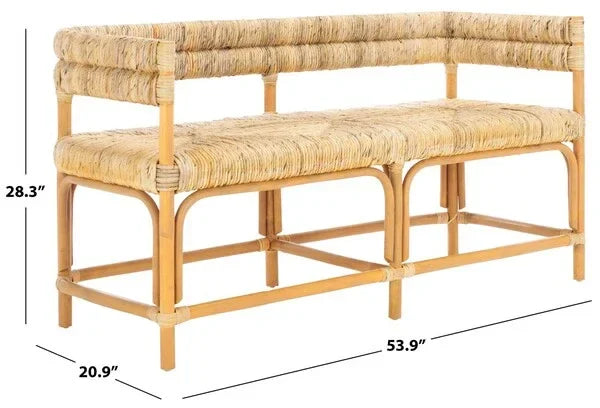 Elexa Banana Weaving Bench in Natural - The Mayfair Hall