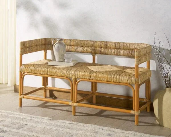 Elexa Banana Weaving Bench in Natural - The Mayfair Hall