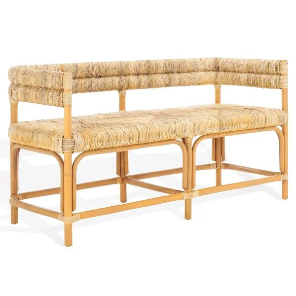 Elexa Banana Weaving Bench in Natural - The Mayfair Hall